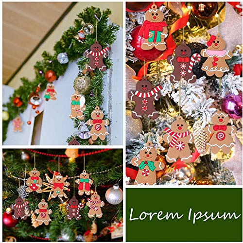 12-Piece Traditional Gingerbread Man Clay Figurine Ornaments Set - 2.95 Inch Christmas Tree Decor, Holiday Hanging Charms for Xmas Party, Home & Office Festive Decorations