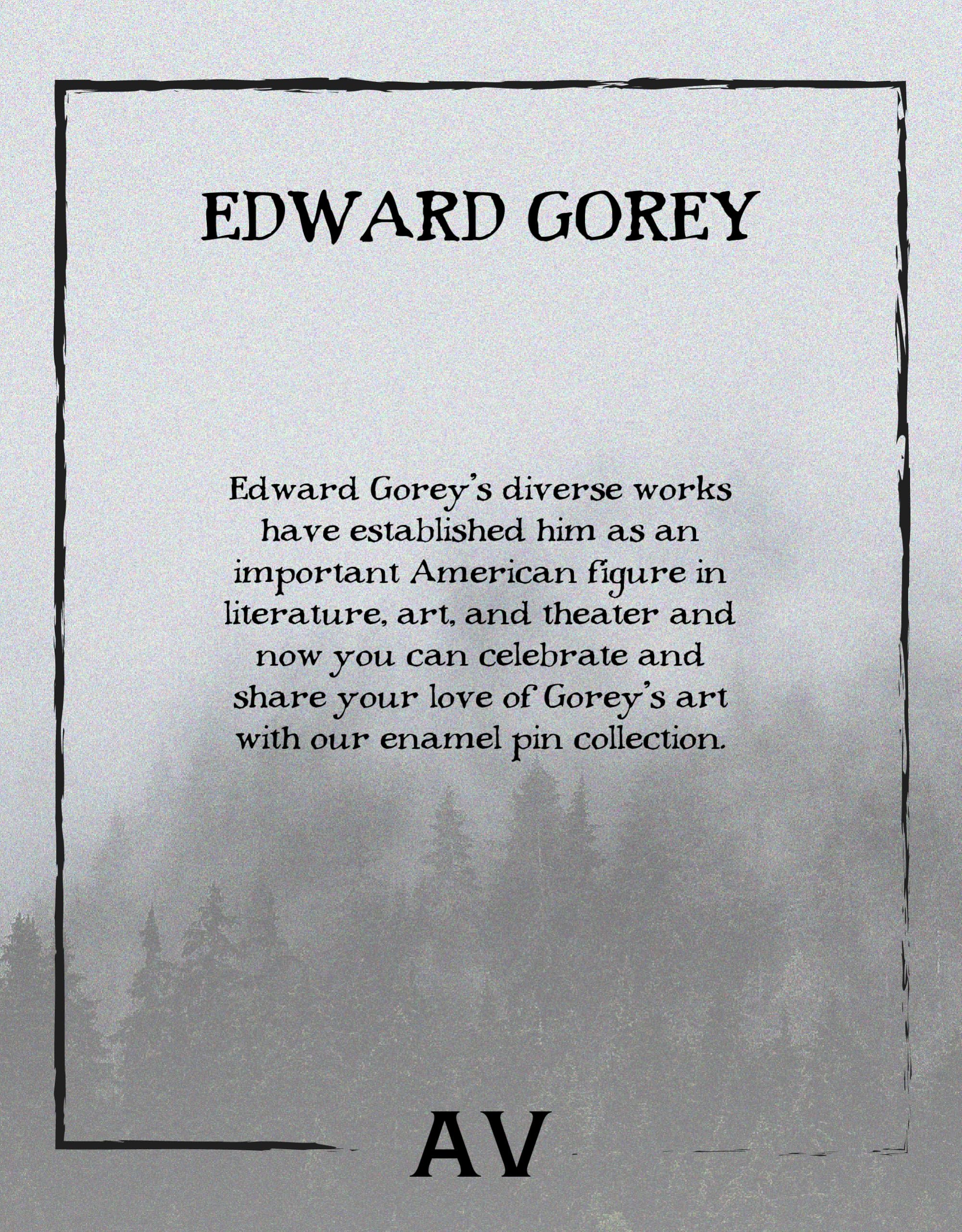 Edward Gorey Enamel Pin Set - Aesthetic Metallic Lapel Pins for Men & Women | Backpack Pins with Secure Rubber Clasp | Perfect for Jackets, Hats & Accessories