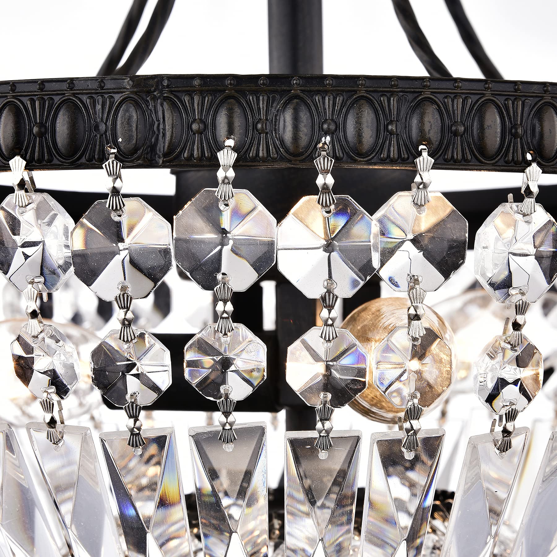 Crystal 3-Light Semi Flush Mount Ceiling Light Fixture - 11.8