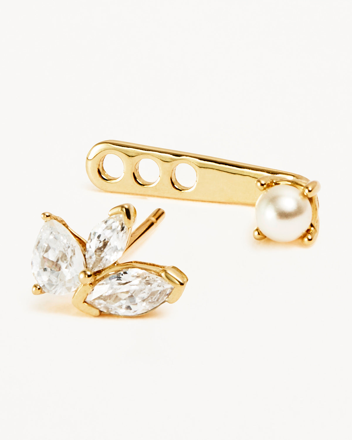 14K Solid Gold Lab Grown Diamond Ear Jacket - Elegant Floral Design for Women | Perfect for Weddings, Parties & Everyday Luxury Jewelry