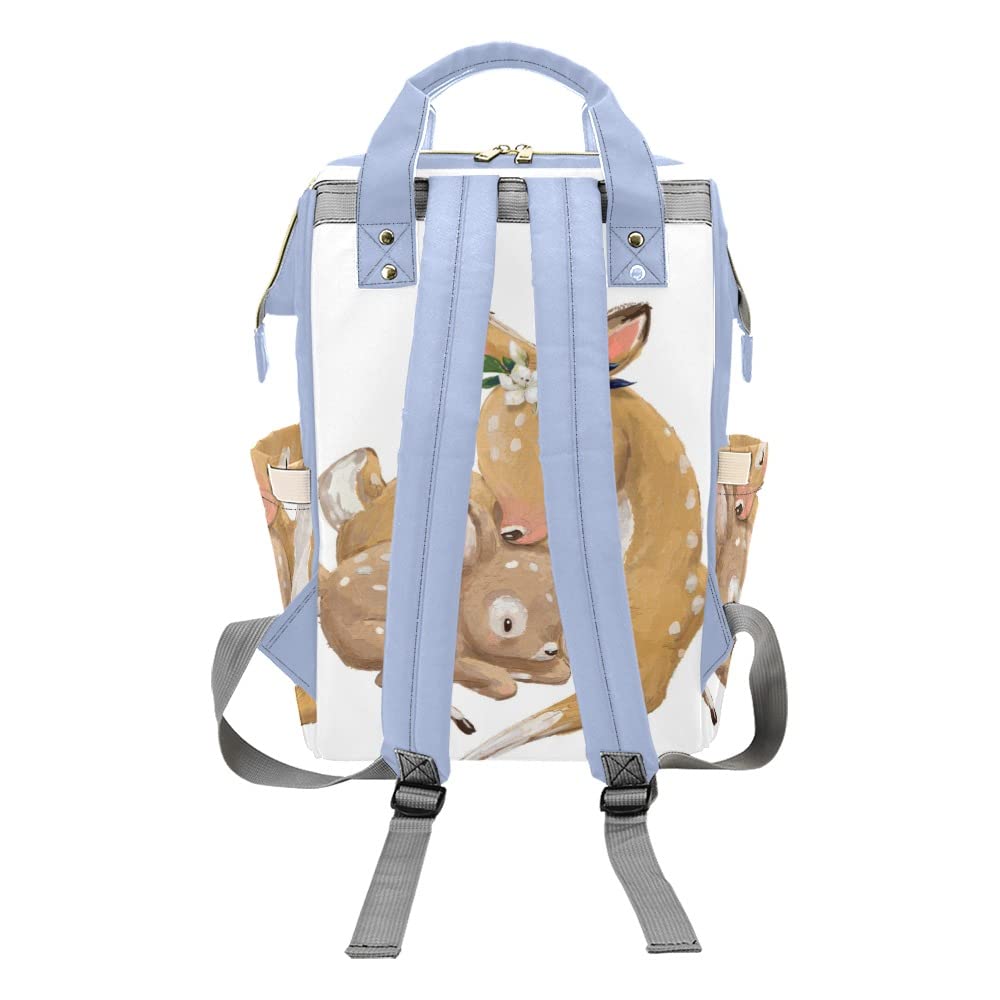 Personalized Name Diaper Bag Tote - Custom Waterproof Nursing Backpack for Moms | Mother Deer with Kid Design | Perfect for Travel, Outdoor & Baby Care Essentials
