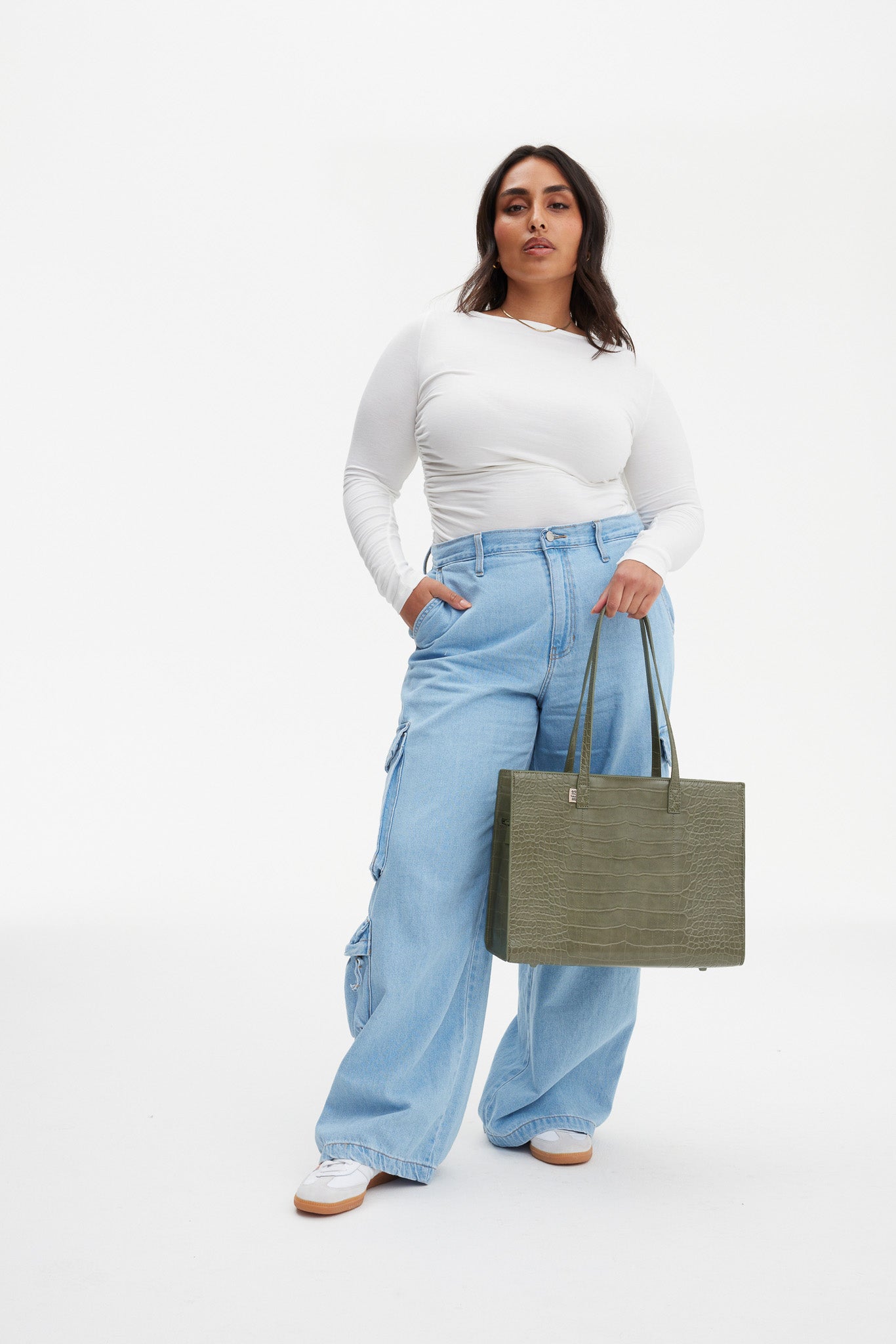 Premium Olive Croc Leather Work Tote Bag for Women - Stylish & Durable Professional Office Bag, Commuter Laptop Tote, Business Travel & Work Essentials Organizer