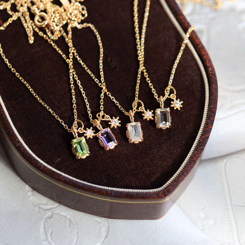 Make A Wish Amethyst Peridot Sandstone Pendant Necklace with Snowflake Charm | HD154 | Elegant Jewelry Gift for Women, Birthday, Christmas & Special Occasions