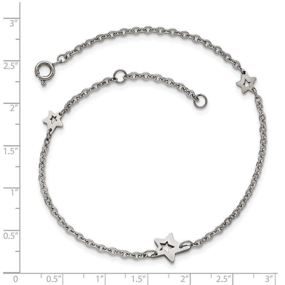 1In Solid Stainless Steel Polished Star Anklet Bracelet - Perfect for Beach Parties, Summer Outfits & Boho Fashion Accessories