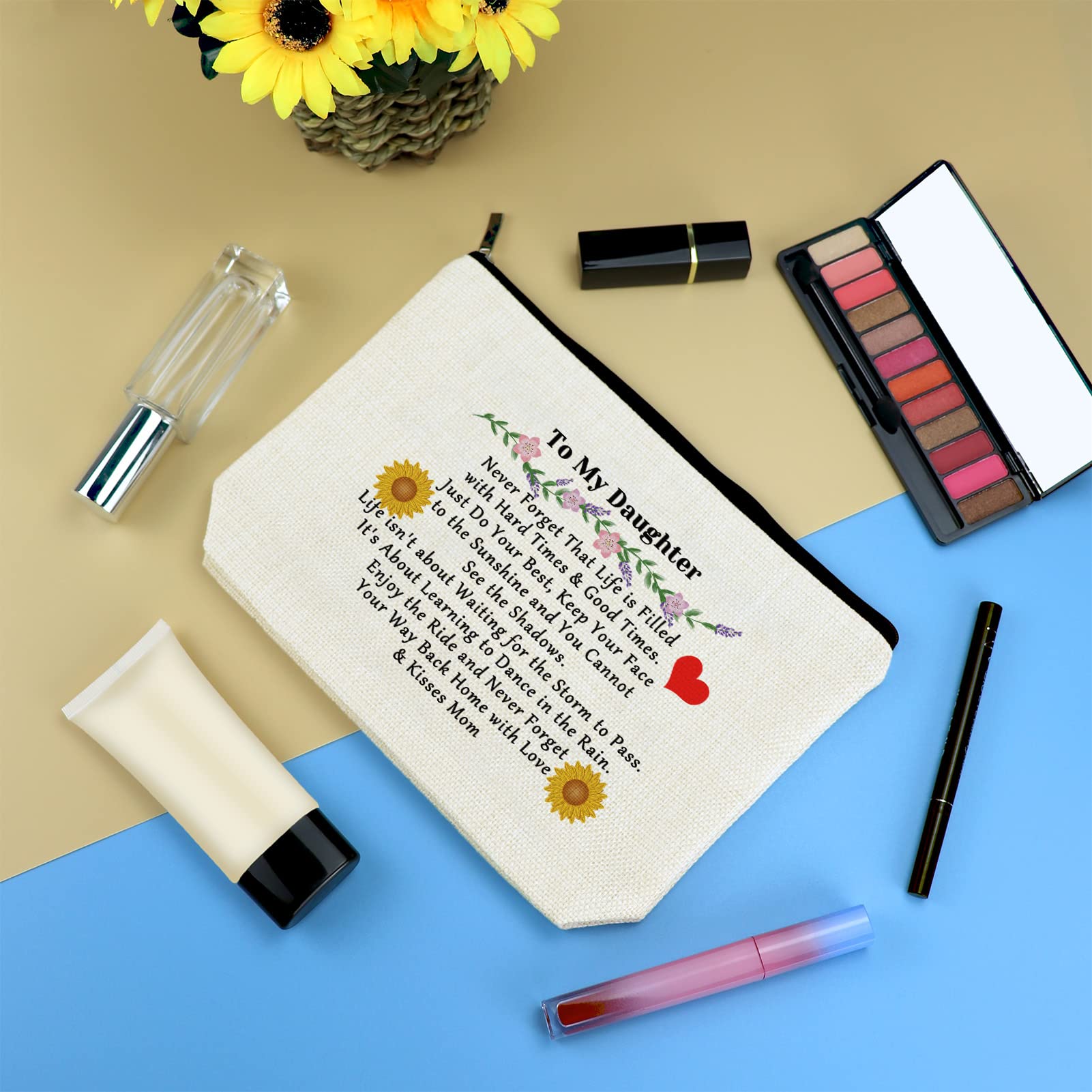 Personalized Makeup Bag for Daughter - Inspirational Cosmetic Travel Pouch from Mom & Dad - Perfect Christmas, Birthday, Graduation, Wedding & Bridal Shower Gift for Adult Daughter - Ideal for Daily Use, Travel & Special Occasions