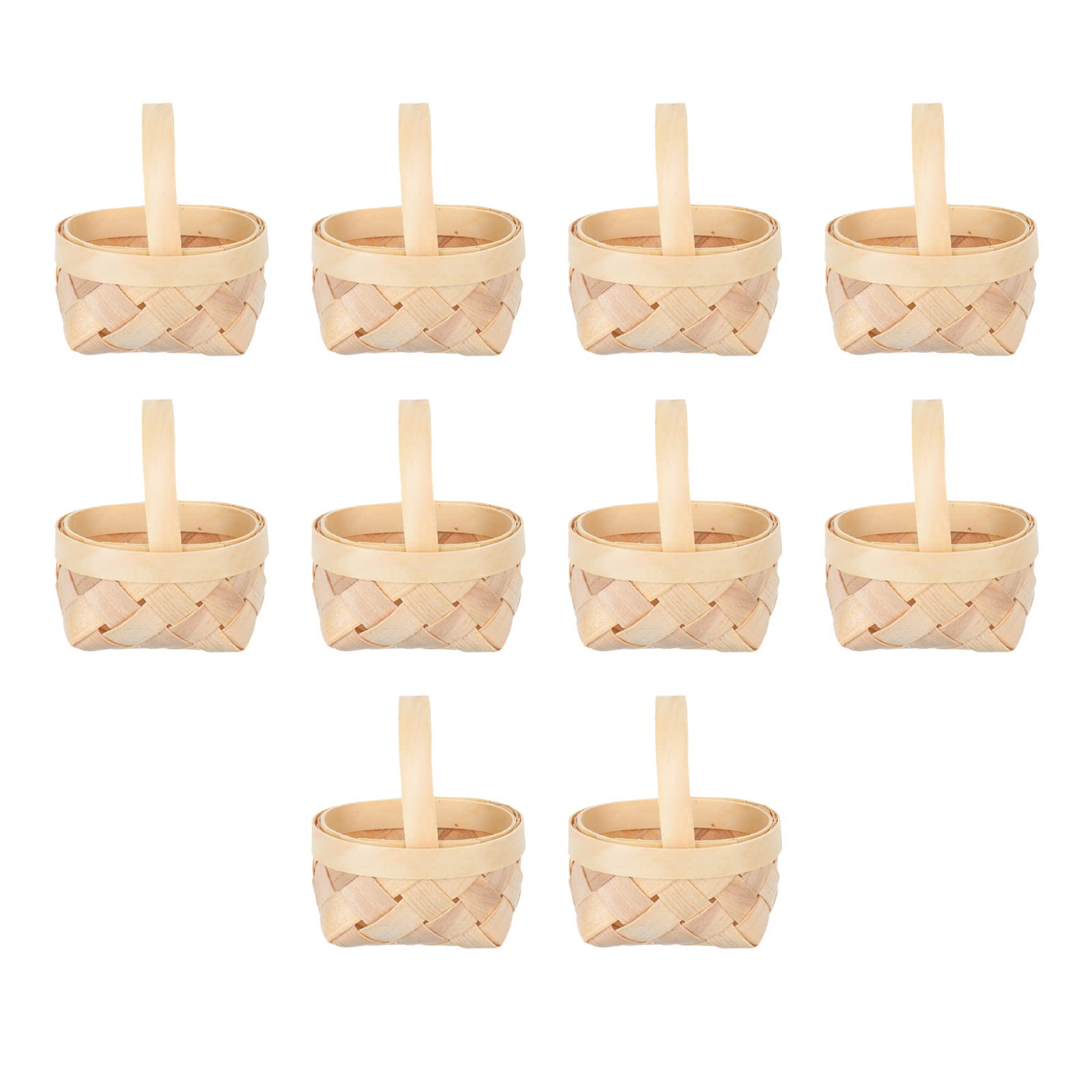 DOITOOL 10Pcs Wooden Woven Candy Baskets - Portable Candy Box, Candy Holder for Parties, Weddings, Baby Showers & Home Decor (Gift Holders Included)