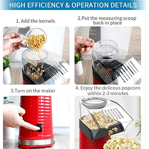 Arinda DIY Electric Hot Air Popcorn Popper Maker - Healthy Snack Machine for Home, Movie Nights & Kids Parties - Fast & Efficient Popcorn Maker for Family Fun