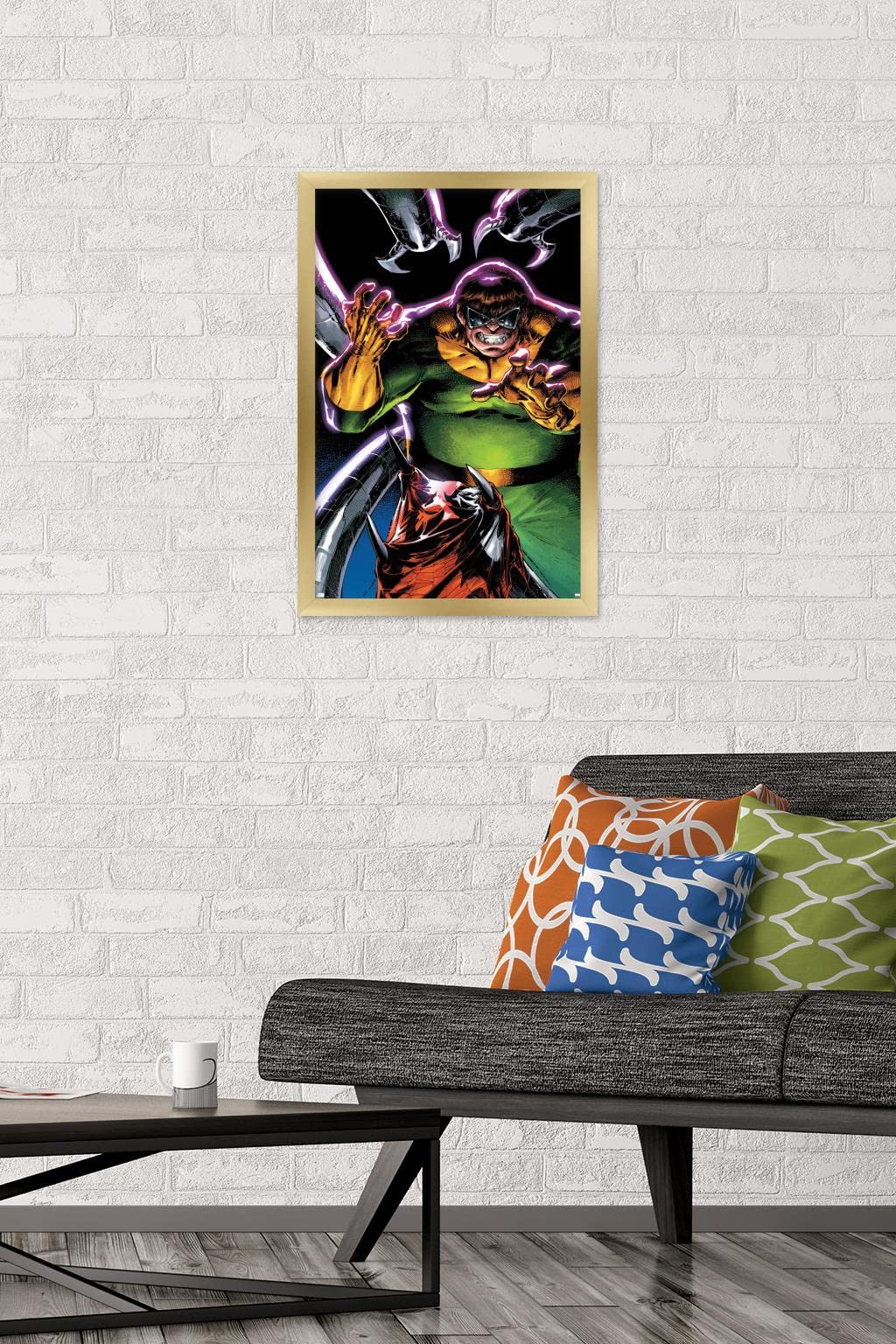 Marvel Comics Doctor Octopus Wall Poster - The Amazing Spider-Man #3 Gold Framed Art Print 22.4x14.7 Inches | Superhero Decor for Bedroom, Game Room & Office