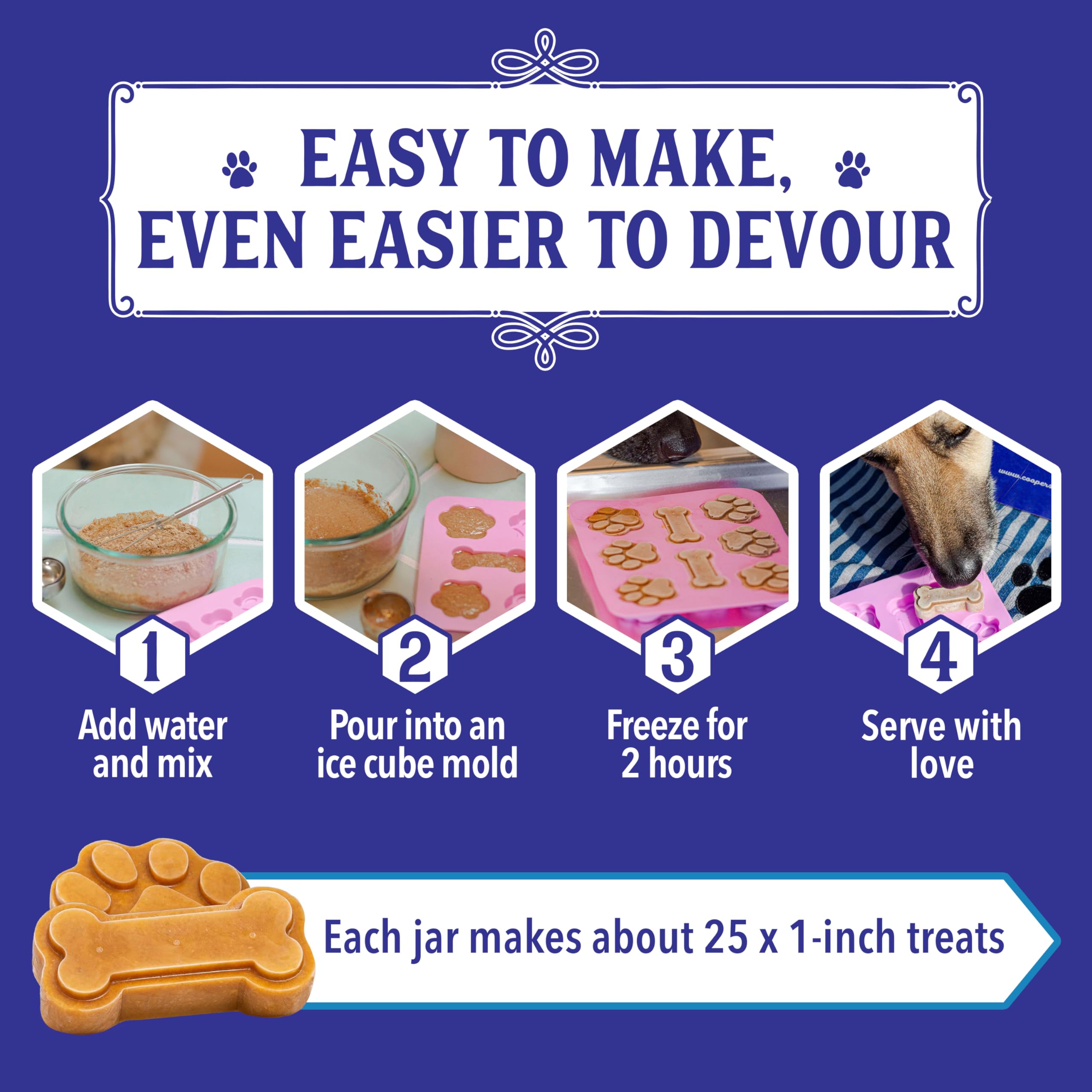 Cooper's Treats Pupsicle Starter Kit - Easy Homemade Frozen Dog Treats Kit, Healthy Grain-Free Dog Ice Cream Mix for DIY Puppy Snacks - Perfect for Summer Cooling, Training Rewards & Dog Birthday Parties