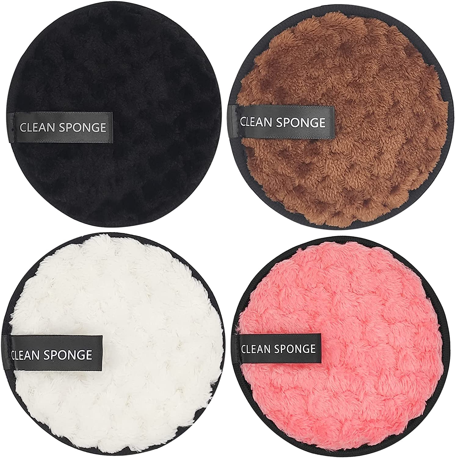 Reusable Soft Makeup Remover Pads - 4 Pack Microfiber Face Rounds for Gentle Cleansing, Mascara & Foundation Removal | Washable, Chemical-Free, Eco-Friendly | Perfect for Travel, Daily Skincare & Sensitive Skin Care Routine