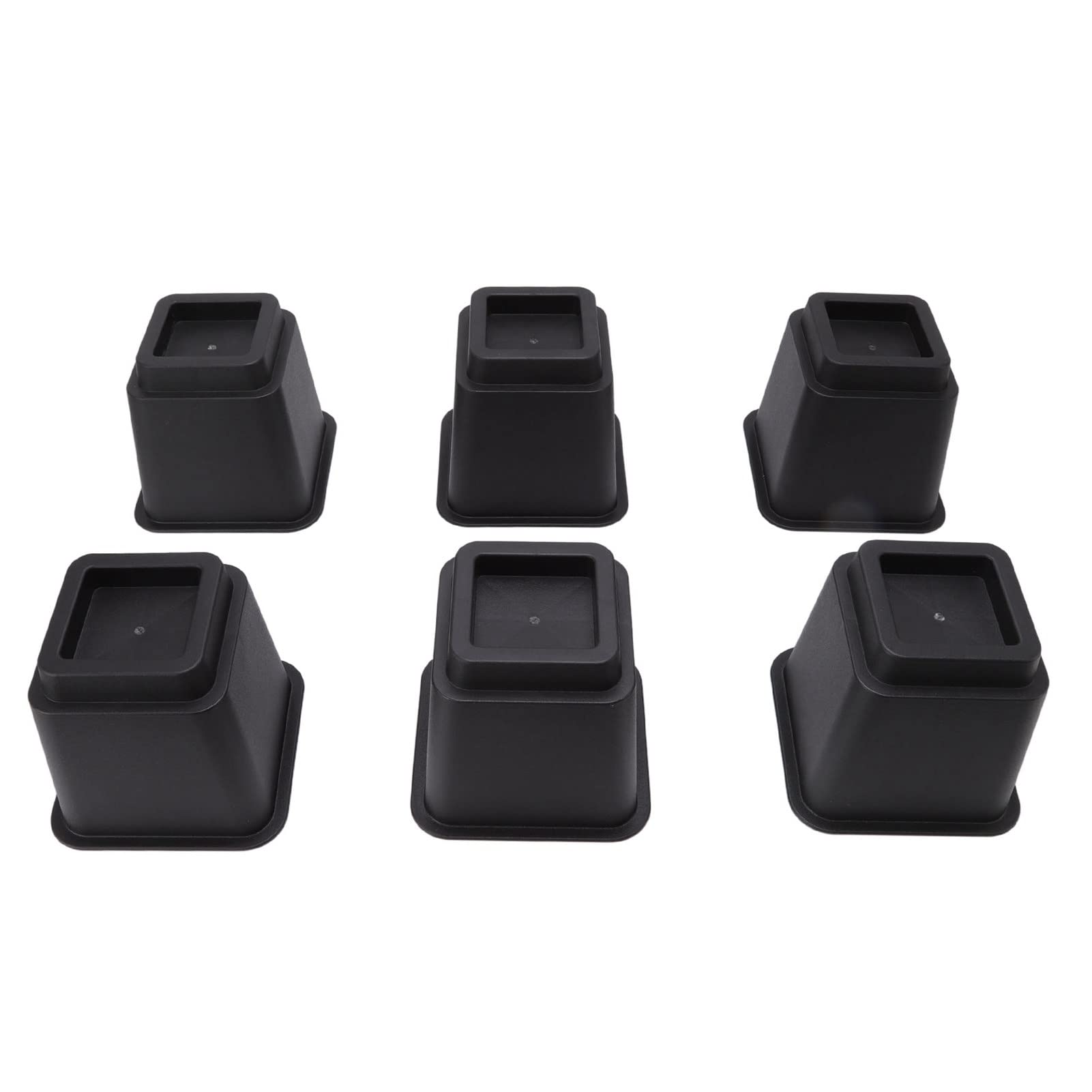 Okuyonic Couch Risers & Chair Risers - 4 Pack Black Rubber Furniture Risers, Square Trapezoid Design for Sofa, Bed & Home Furniture - Perfect for Leveling, Protecting Floors & Adding Height