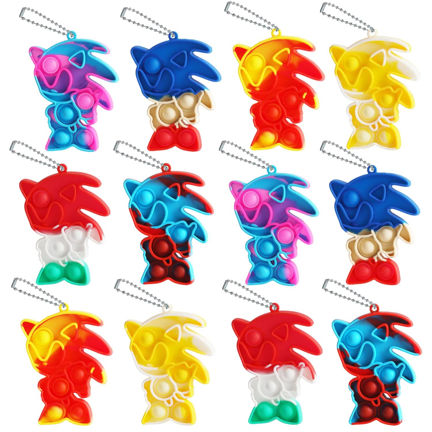 12pcs Mini Fidget Toys Set - Stress Relief Hand Toys, Bubble Wrap Pop Keychain for Anxiety Relief | Office Desk Toys, Birthday Party Favors for Kids & Adults | Perfect for Classroom, Travel & Sensory Play