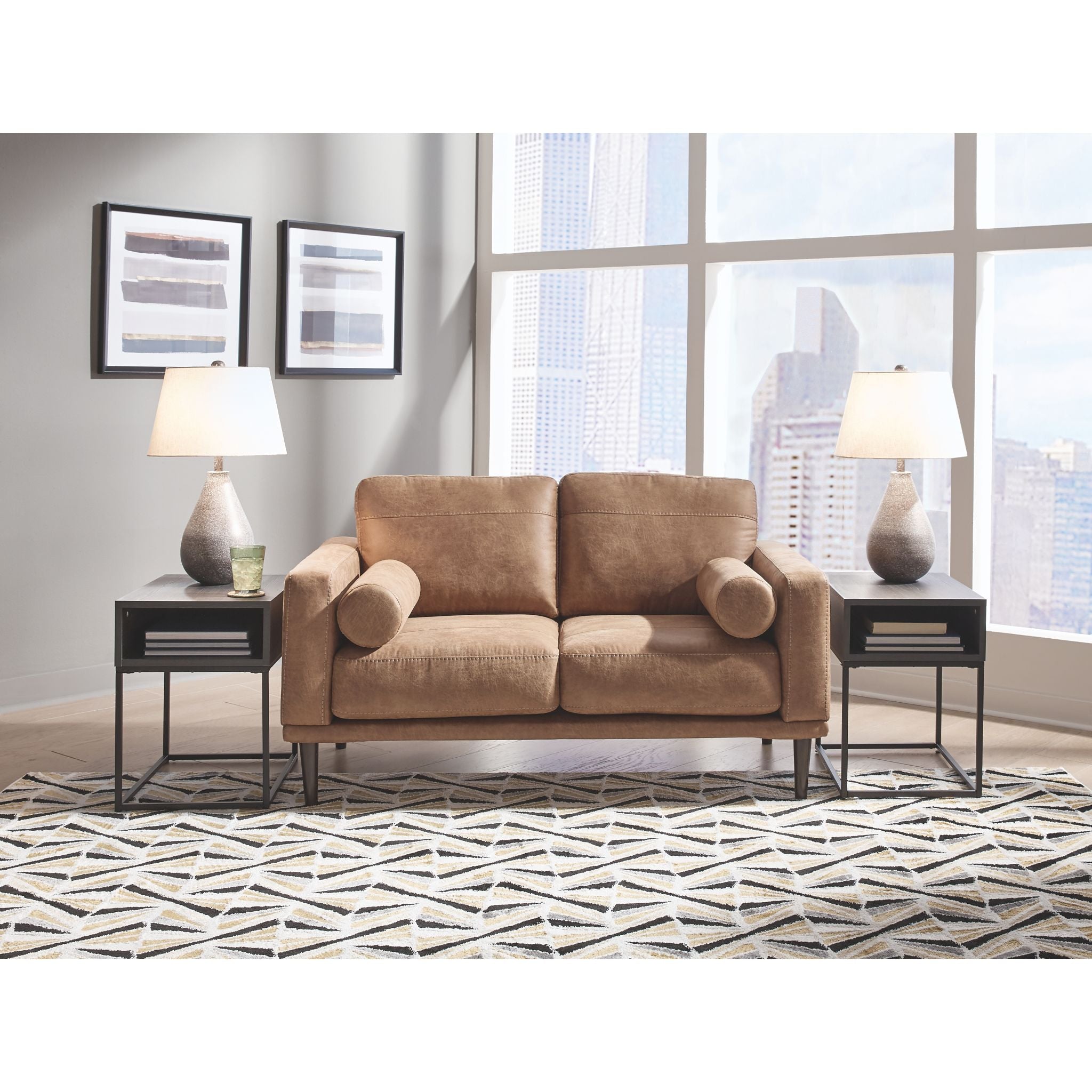 Arroyo Loveseat in Caramel - Modern Two-Seater Sofa for Living Room, Lounge & Small Spaces | Comfortable & Stylish Home Furniture