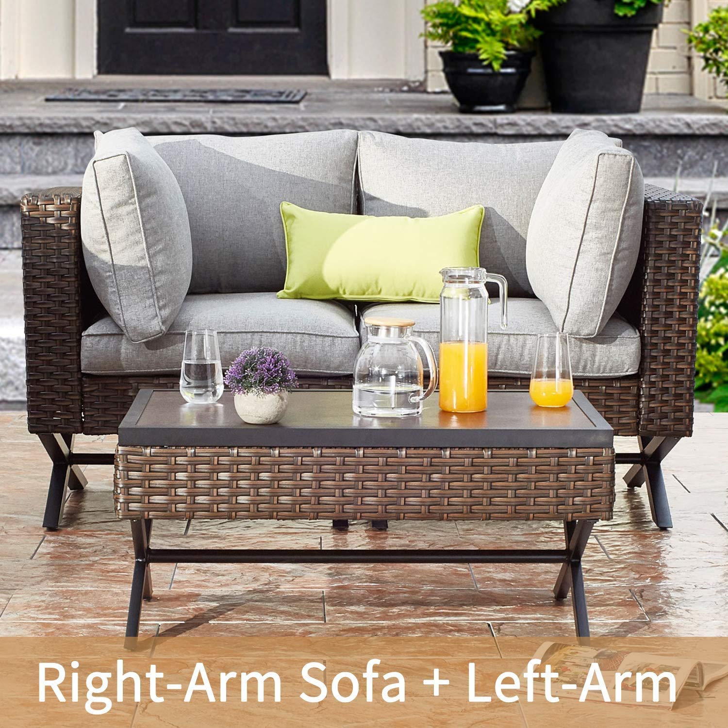 PatioFestival 6-Piece Outdoor Patio Conversation Set with X-Leg Design & Cushioned Seating + Coffee Table - Perfect for Backyard, Garden, Poolside & Outdoor Entertaining