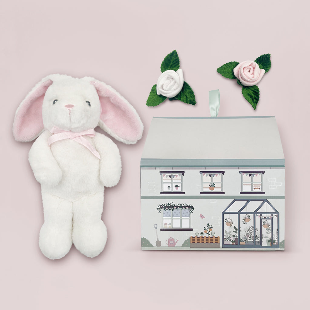 Adorable Bunny and Buds Baby Gift Set - Pink, Soft Plush Toy & Keepsake Box for Newborns, Baby Showers, Christenings & 1st Birthdays