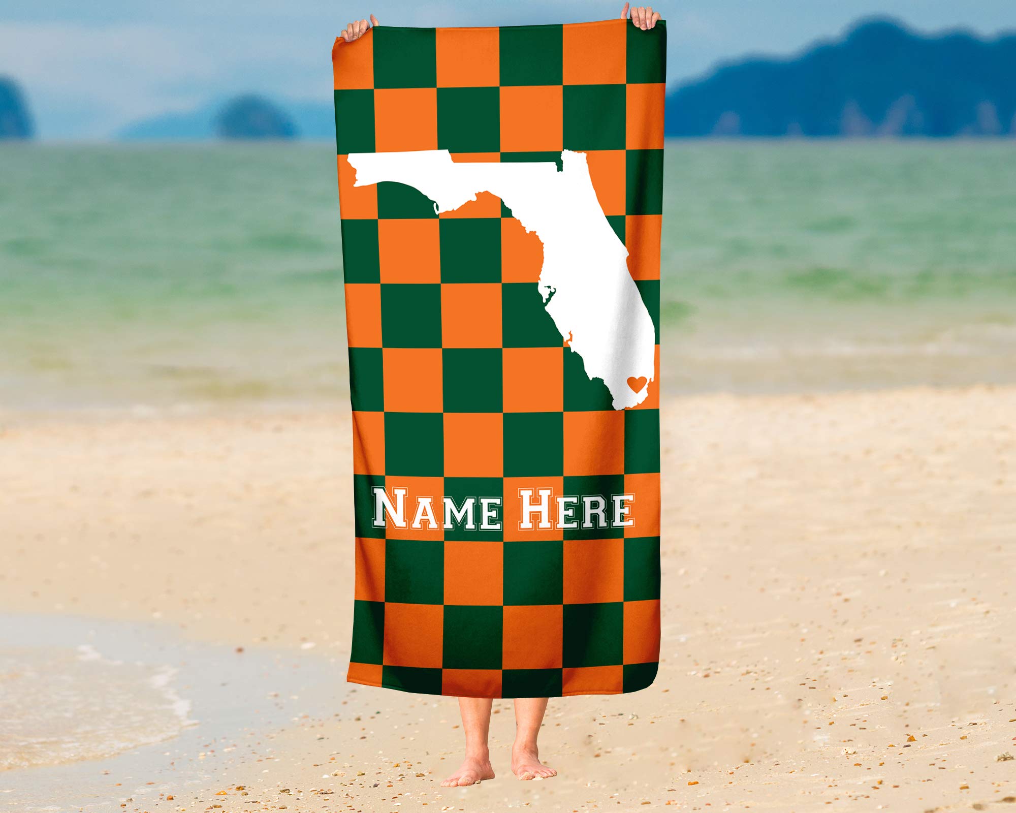 Custom Florida State Pride Beach & Bath Towel - Personalized Medium & Large Towels for Adults & Kids - Perfect for College Football, Basketball Fans, Beach Trips & Pool Parties