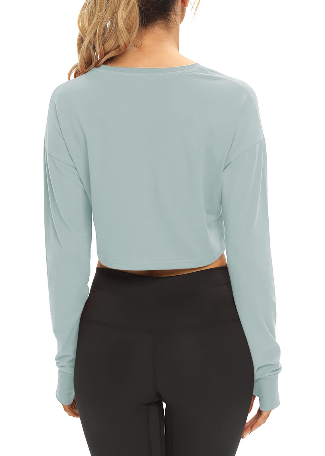 Women's Mippo Long Sleeve Crop Top - Athletic Workout Shirt & Gym Sweatshirt for Yoga, Running & Casual Wear