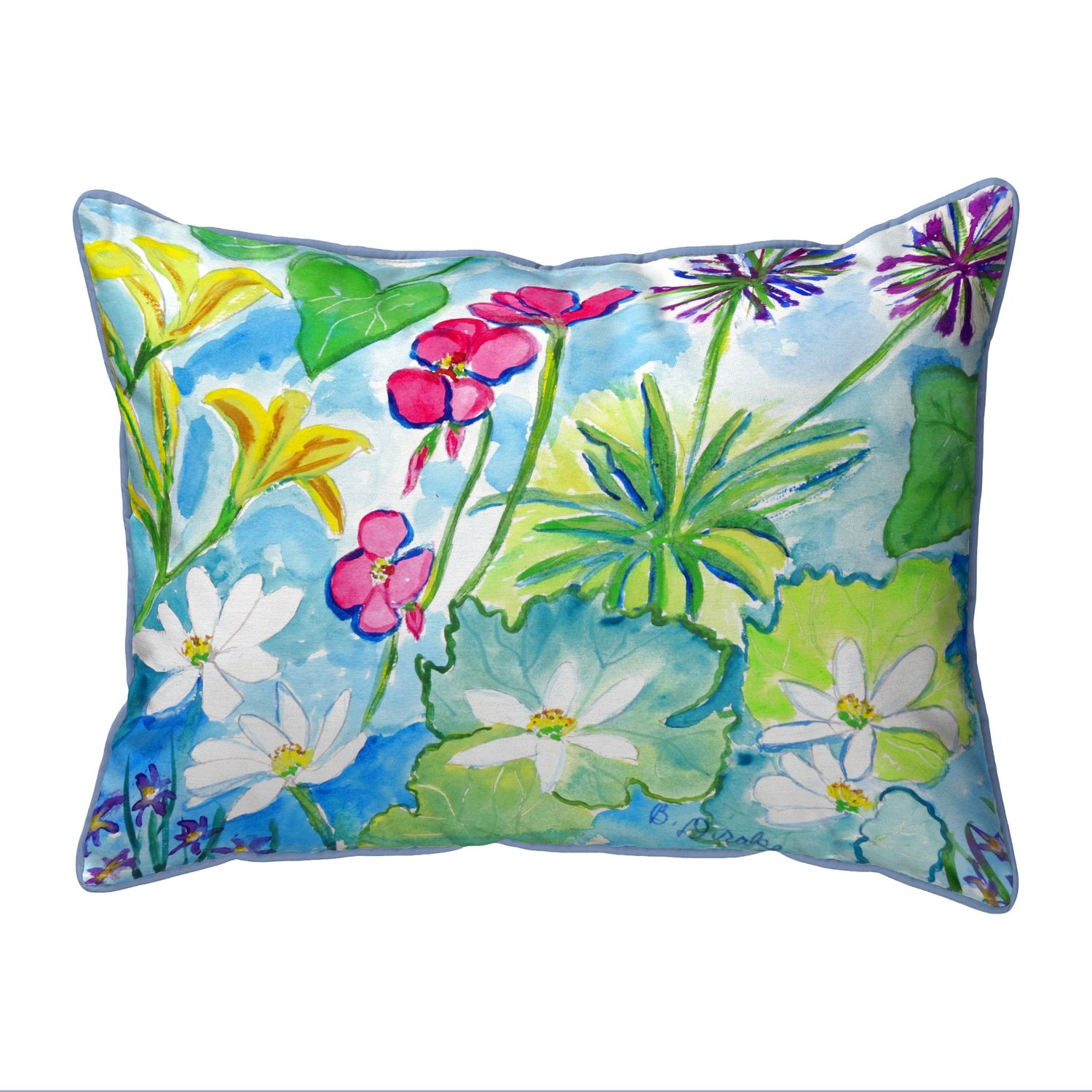 Betsy Drake Wild Garden Extra Large Decorative Pillow 20x24 - Indoor Outdoor Throw Pillow for Sofa, Patio, Bed & Garden Decor