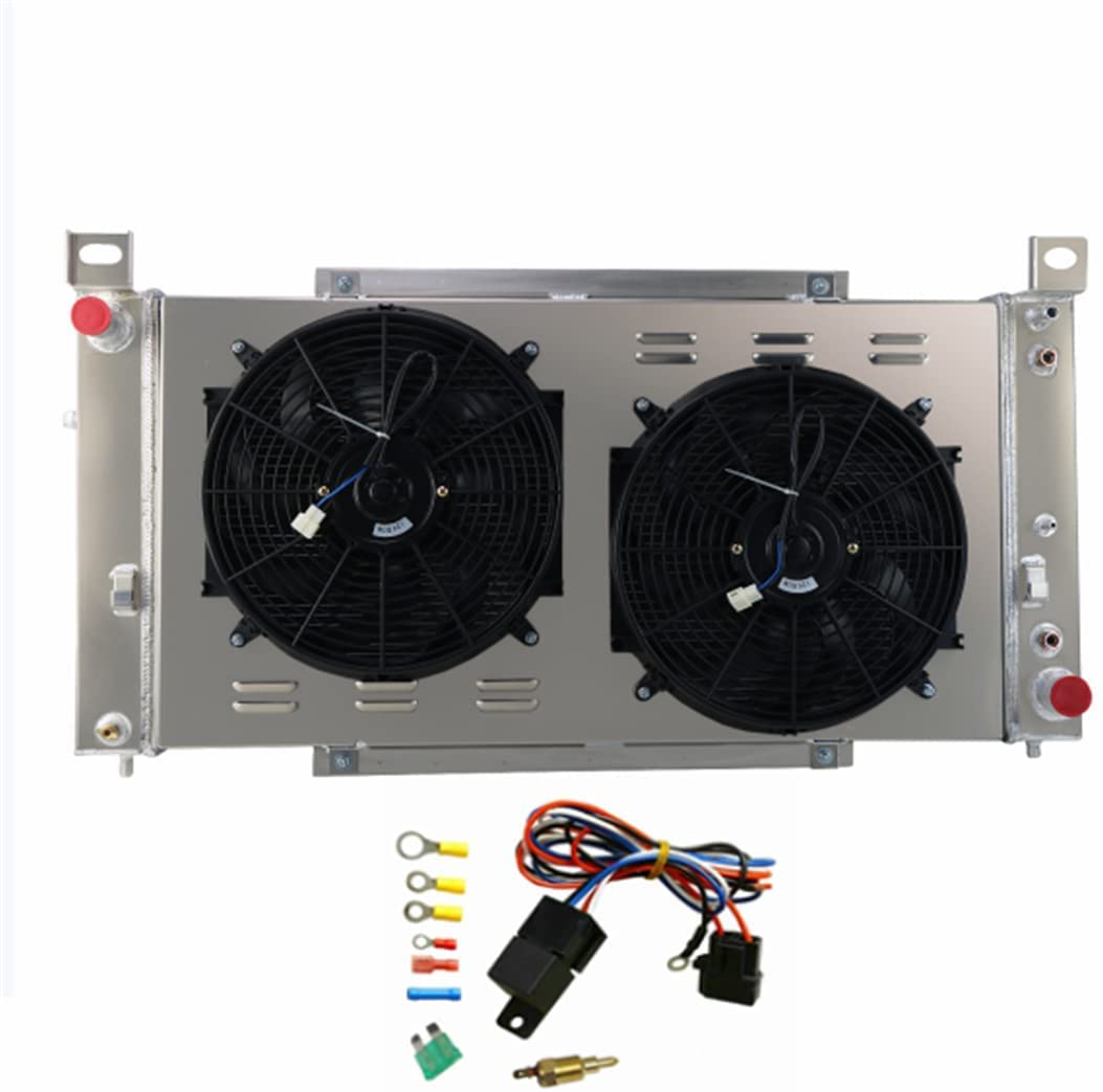 3 Row Radiator Fan Shroud Combo Kit for 1999-2012 GMC Chevrolet Sierra Yukon Silverado 1500 2500 3500 HD - Fits 4.3L 4.8L 5.3L 6.0L Engines - 40