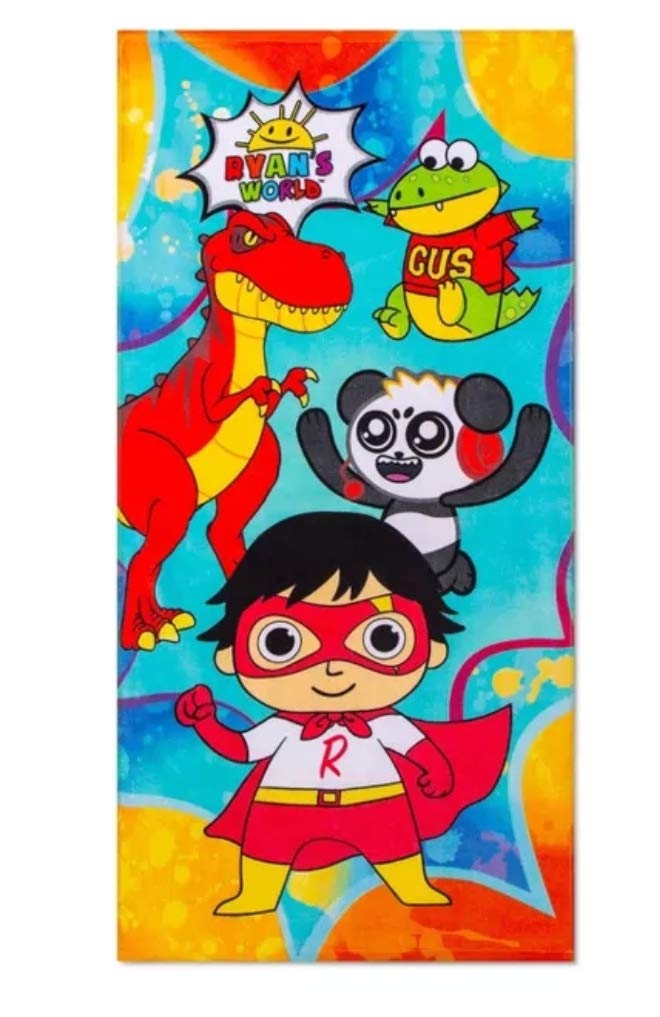 Ryan's World Favorite Toys Beach Towel 28x58 Inches - Super Soft Kids Bath Towel for Pool, Beach & Summer Fun | Cartoon Character Design for Boys & Girls