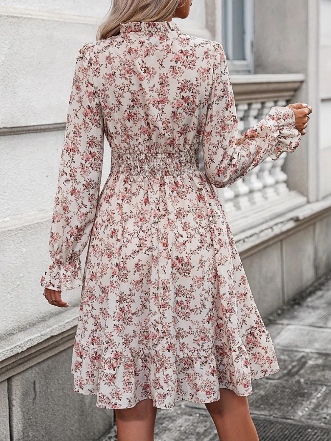 Elegant Ruffle Hem Floral Print Surplice Long Sleeve Maxi Dress for Women - Perfect for Weddings, Parties & Spring Occasions