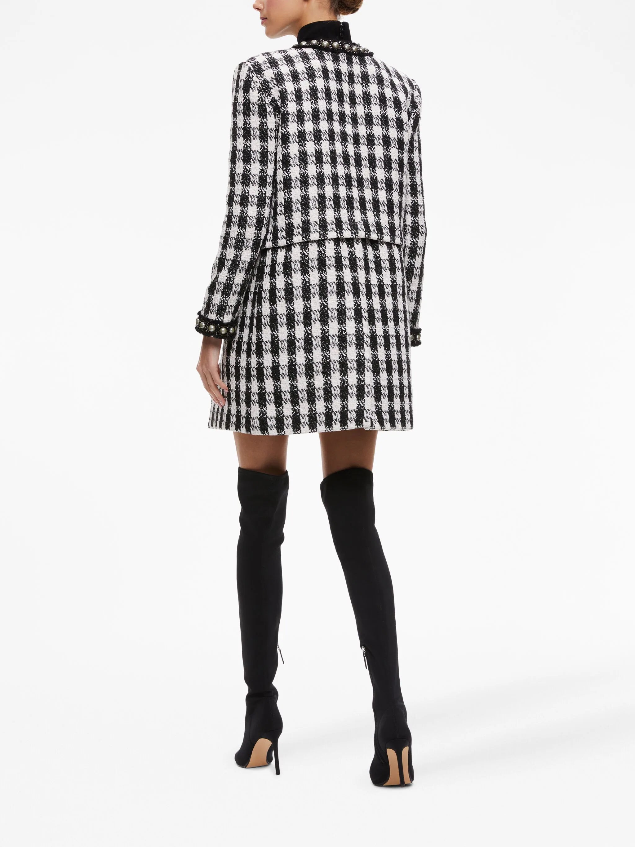 Alice + Olivia Deon Detachable Panel Tweed Jacket for Women - Stylish Blazer with Removable Panels - Perfect for Office, Parties & Special Occasions