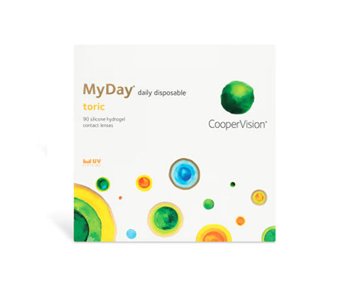 MyDay Toric 90pk Daily Disposable Contact Lenses for Astigmatism - Comfortable & Breathable for All-Day Wear - Perfect for Work, Sports, and Outdoor Activities
