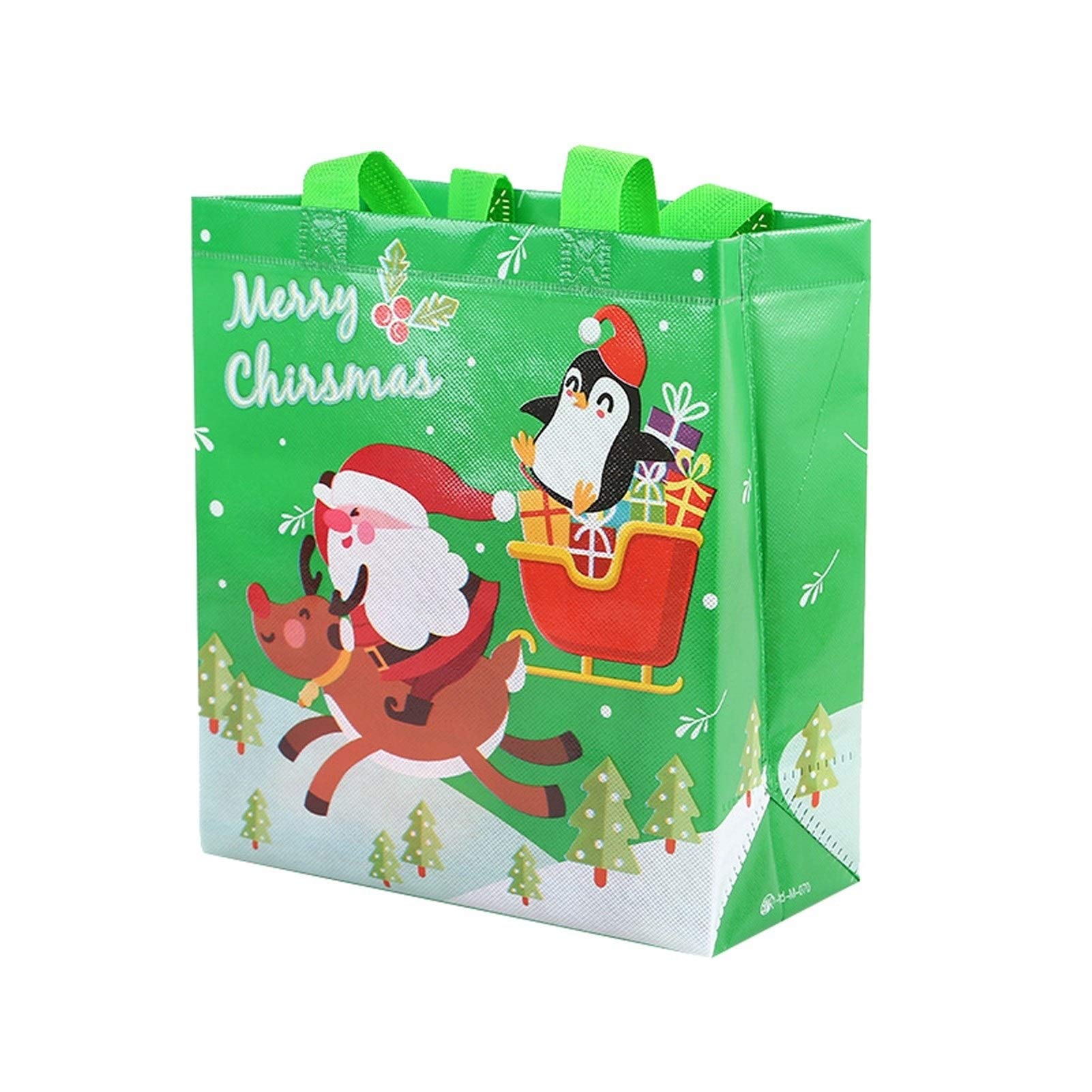 WBF Christmas Gift Bags - Snowman Printed Laminated Tote Bags for Candy, Apple Gifts & Holiday Packaging | Perfect for Kids' Stocking Stuffers, Party Favors & Festive Gift Wrapping