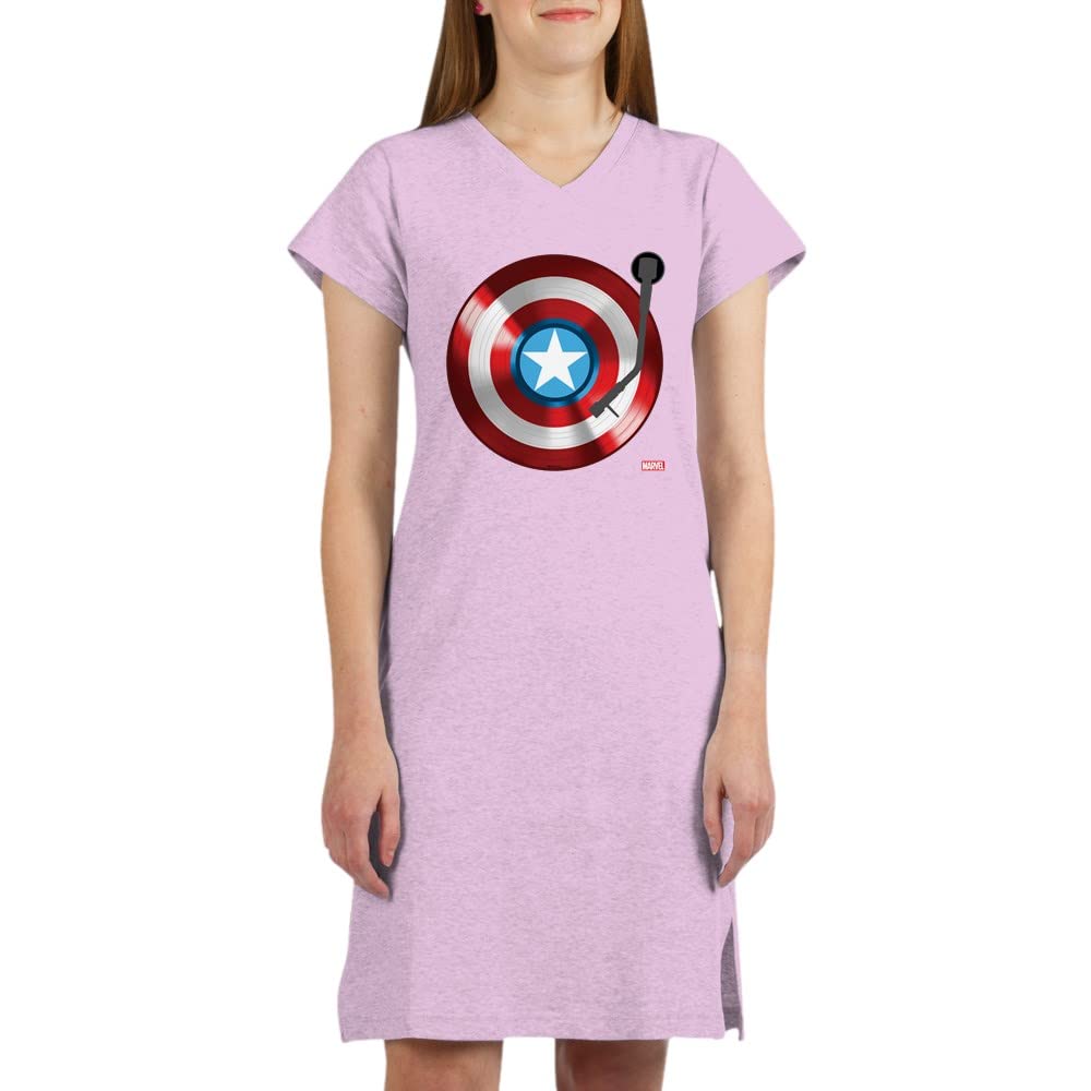 Captain America Shield Graphic Nightshirt - Soft Vinyl Printed Sleepwear for Men & Women | Perfect for Marvel Fans, Cosplay, and Superhero Themed Parties