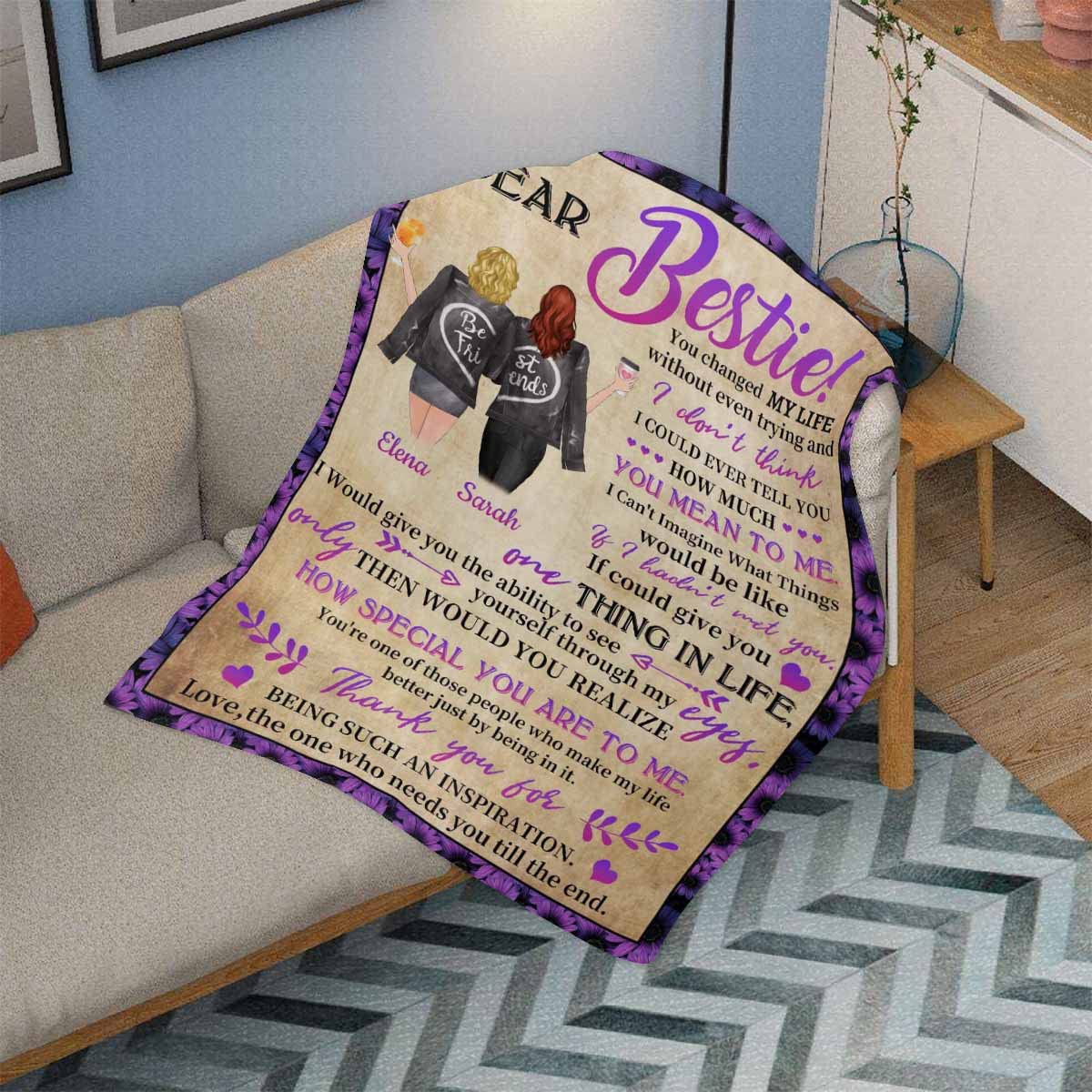 MyPupSocks Personalized Blanket - Custom Best Friend Birthday Gift for Women & Girls - 50x60 Soft Fleece Throw - Long Distance Friendship Keepsake - Perfect for Christmas, Anniversaries & Special Occasions - Cozy Home Decor & Thoughtful Present