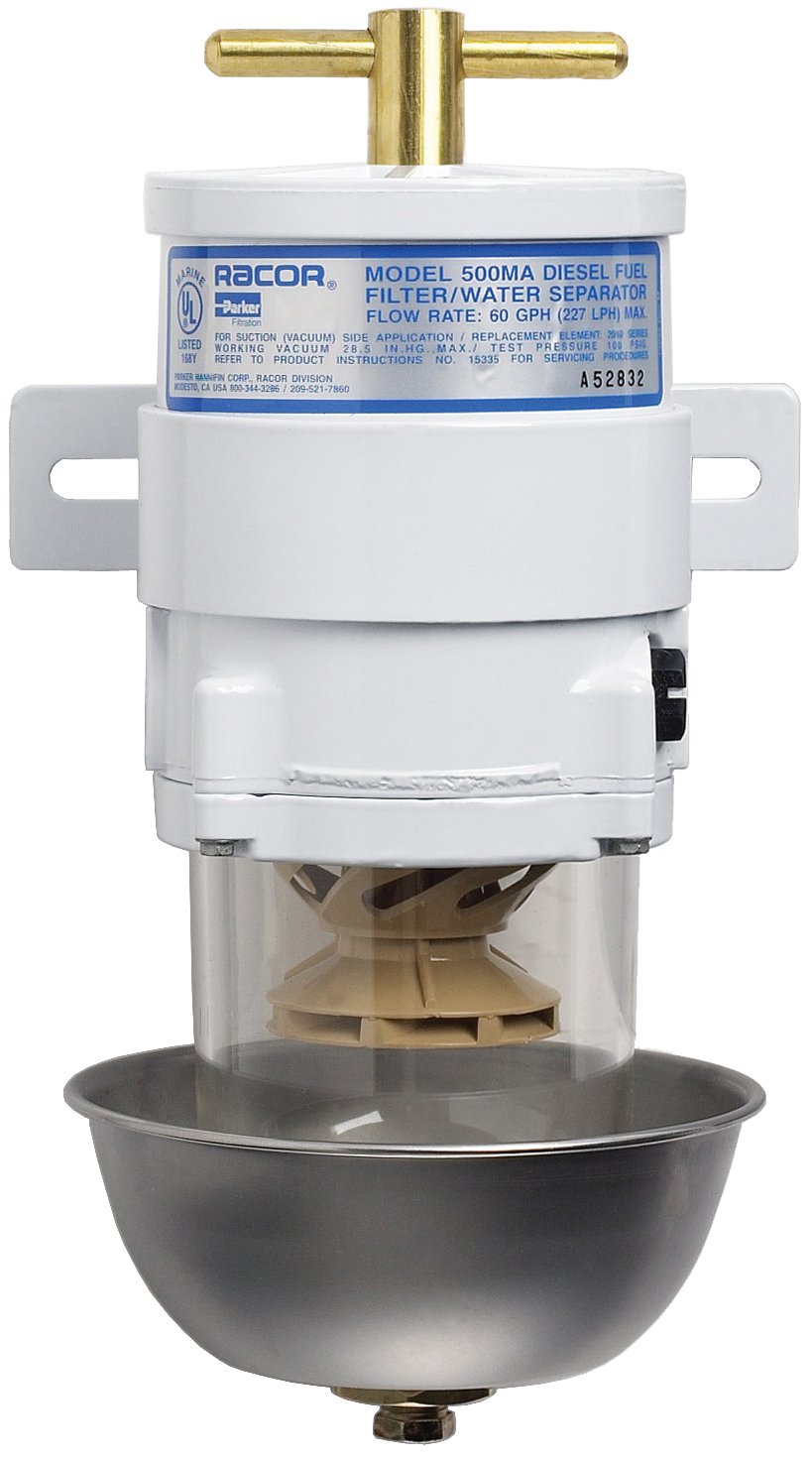 Racor 503MA10 Fuel Water Separator Filter for Marine, Diesel & Gas Engines - Heavy Duty Water Removal & Engine Protection for Boats, RVs, Trucks