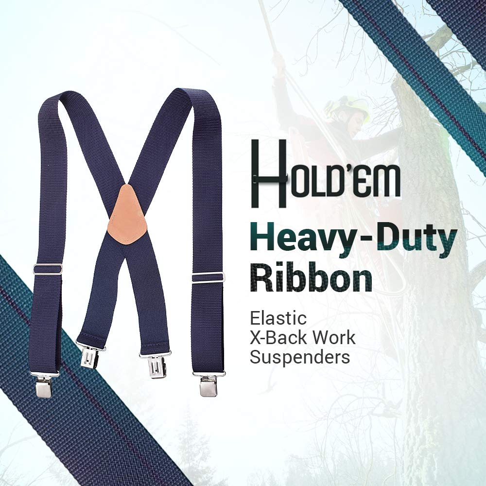 Heavy Duty Work Suspenders for Men - Adjustable Overalls Suspenders with Extra Strong Sturdy Metal Clips - Perfect for Construction, Carpentry & Outdoor Work