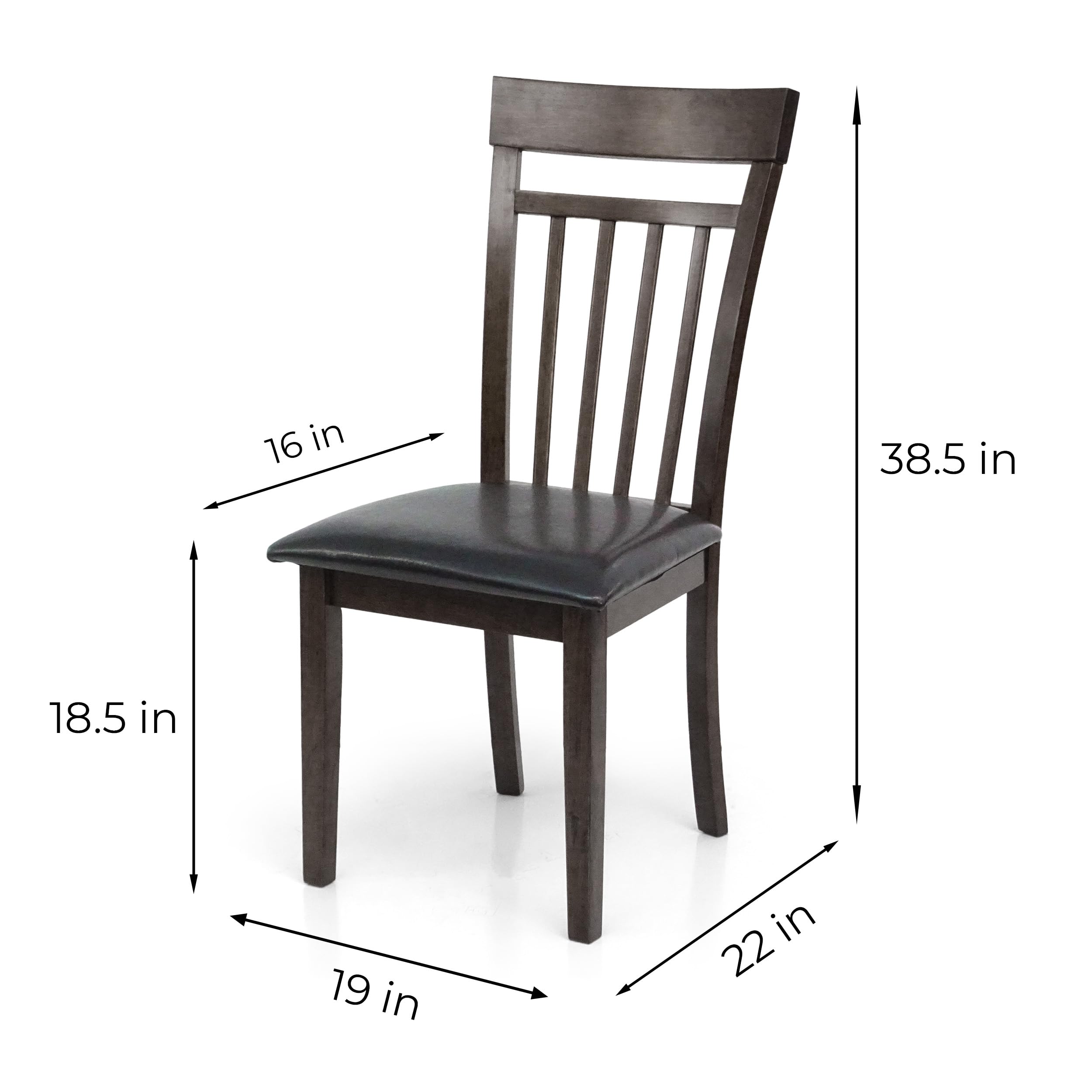 Wickerix Set of 4 Solid Wood Dining Chairs - Modern Kitchen & Side Chairs with PU Leather Upholstery in Espresso Brown | Perfect for Dining Room, Kitchen Island & Small Spaces