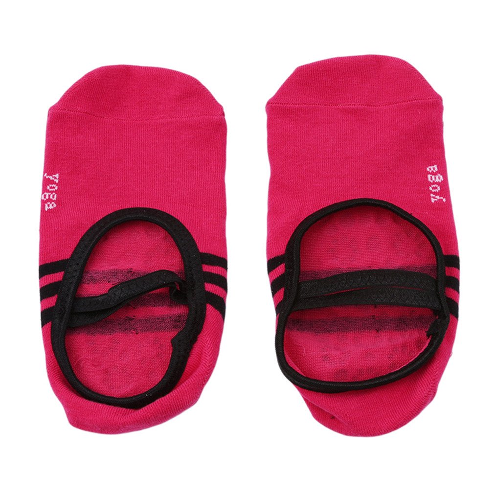 Dolland Women's Non-Slip Cotton Low Cut Yoga Socks - Breathable Barre Socks for Studio, Hospital, Yoga & Pilates (Red) - Perfect for Workouts, Dance Classes & Healthcare Professionals