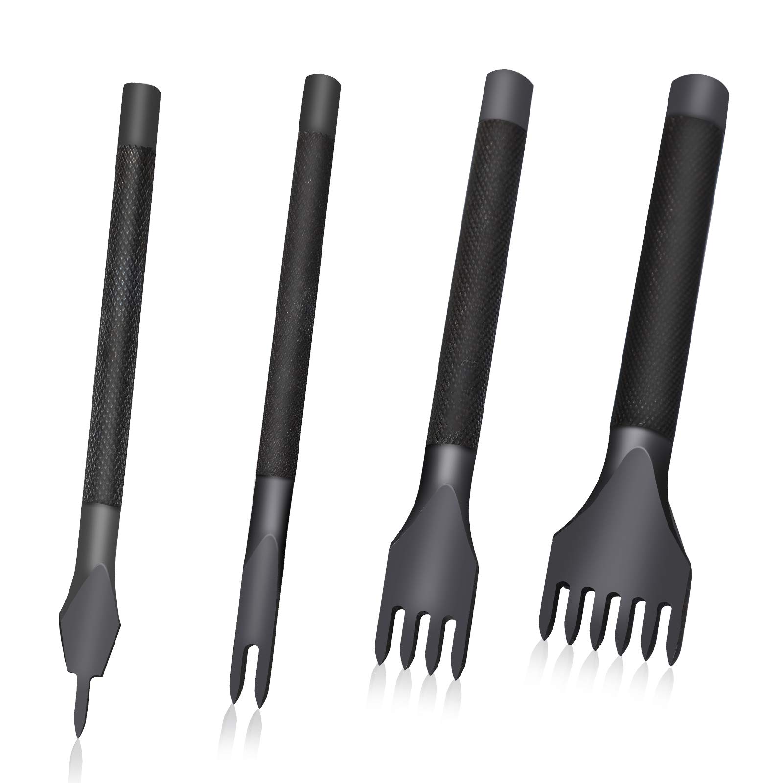 4-Piece Leather Prong Punch Tool Set - 1/2/4/6mm Hole Punches for Leather Crafting, Lacing & Stitching | DIY Leatherworking Tools for Belts, Wallets & Bags