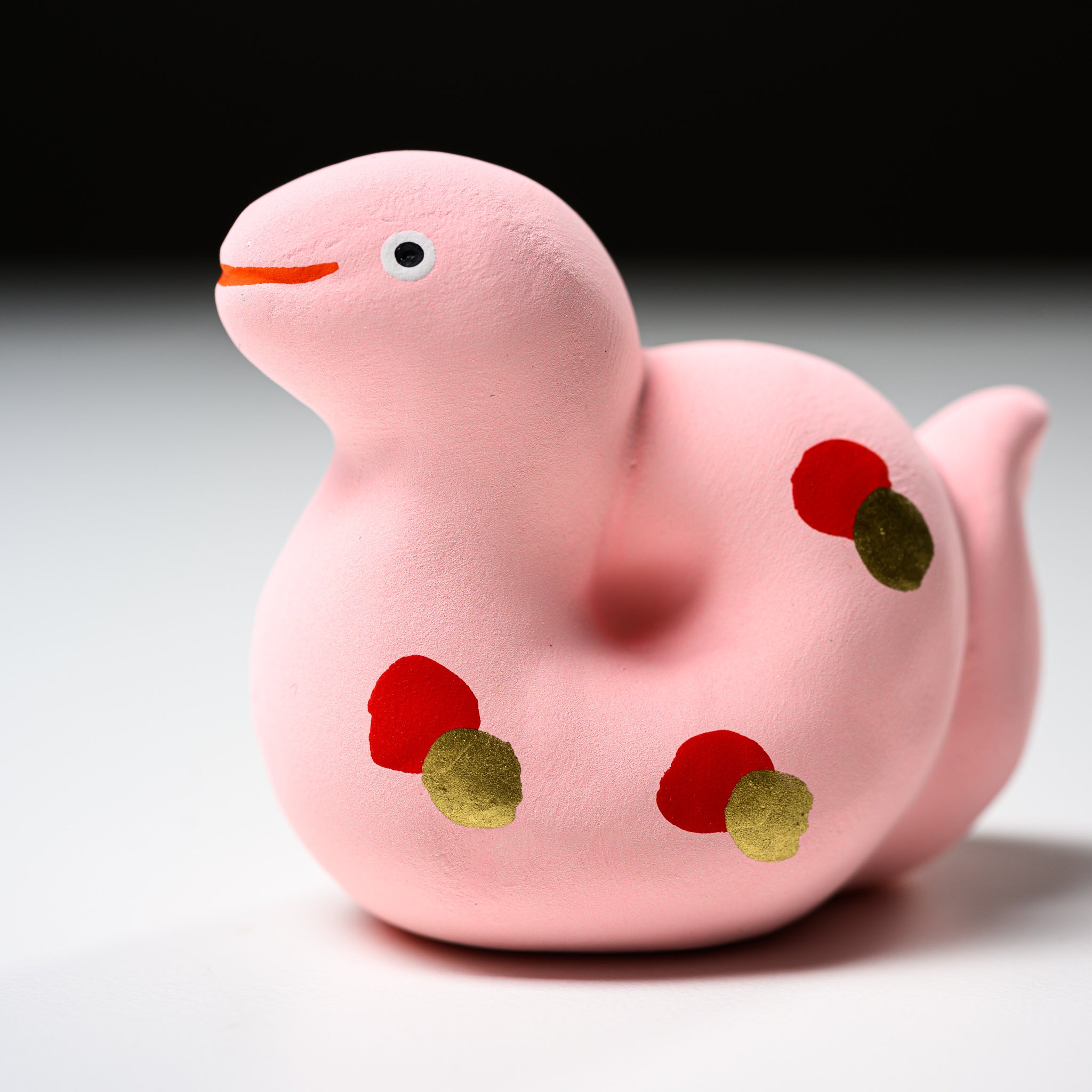 Seto Ware Handmade Lucky Snake Ornament - Prosperity Charm in 3 Colors | Japanese Ceramic Decor for Home, Office Feng Shui & Gift Giving