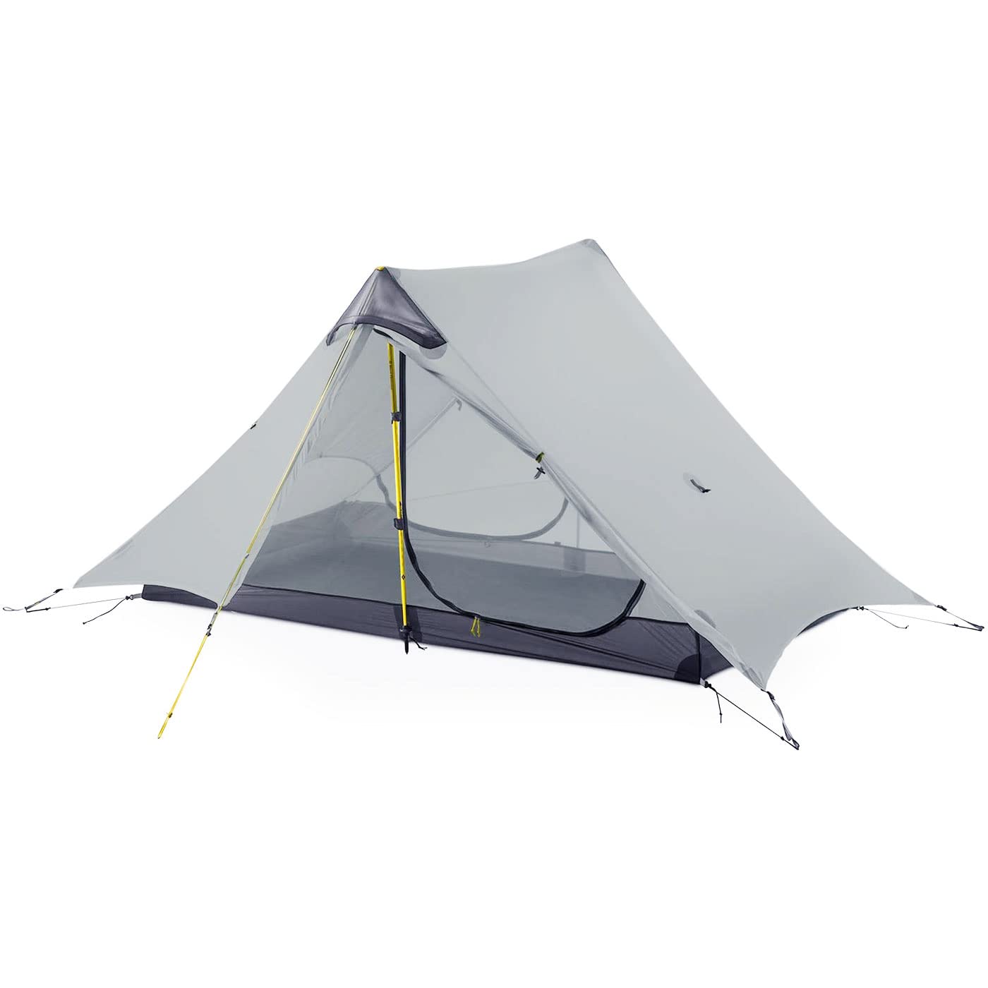 Ultralight 3-Season Backpacking Tent - 1/2 Person Lightweight Camping Tent for Outdoor Adventures | Waterproof & Portable LanShan Tent Shelter | Perfect for Camping, Hiking, Trekking & Mountaineering (2-Person, Gray-White) - Great for Backpacking Trips, Wilderness Exploration & Festival Camping