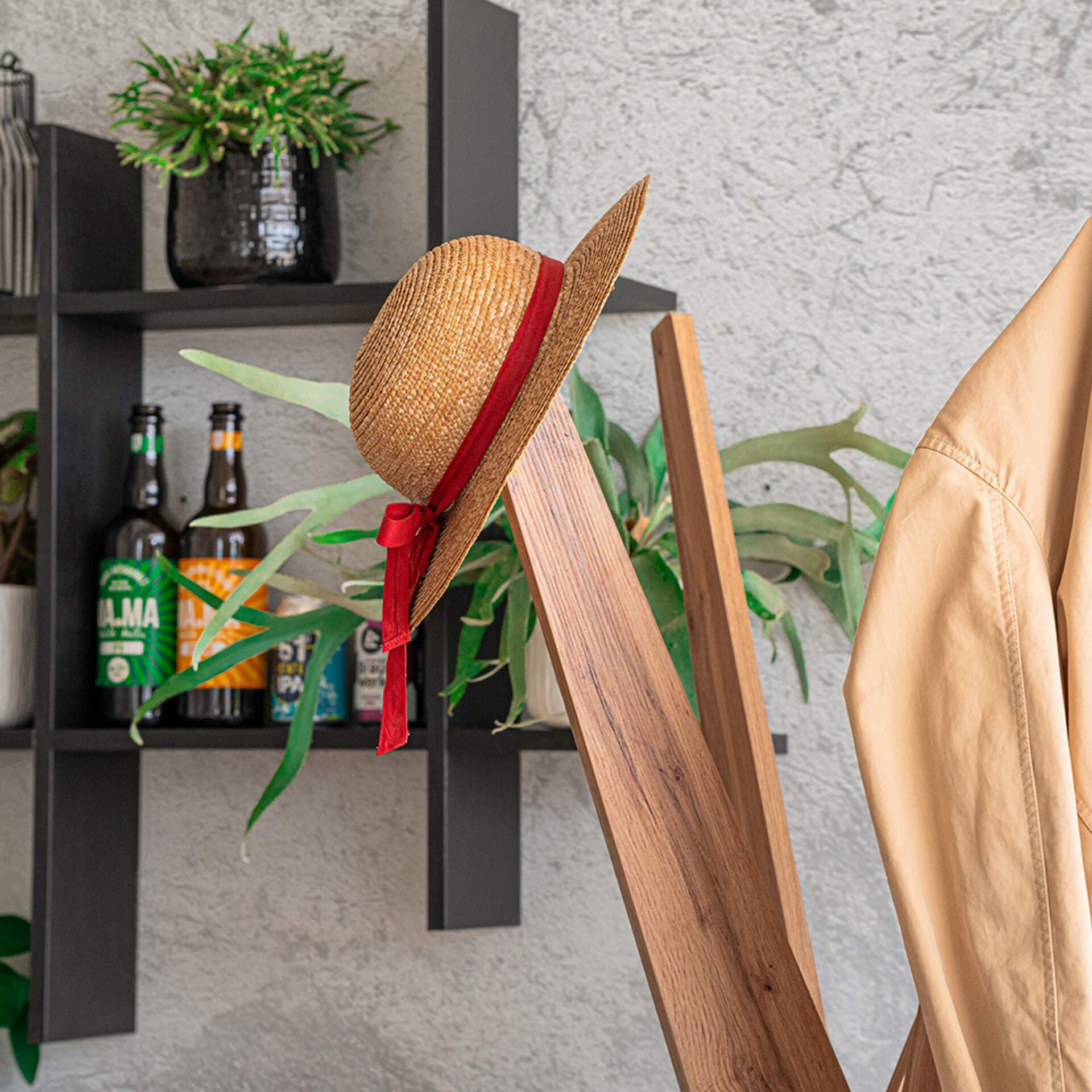 Modern Wooden Coat Rack - Rustic Emma Rovere Design, Freestanding Floor Clothes Hanger for Bedroom, Hallway, Entryway - Handcrafted in Italy - Perfect for Organizing Jackets, Hats & Bags in Small Spaces