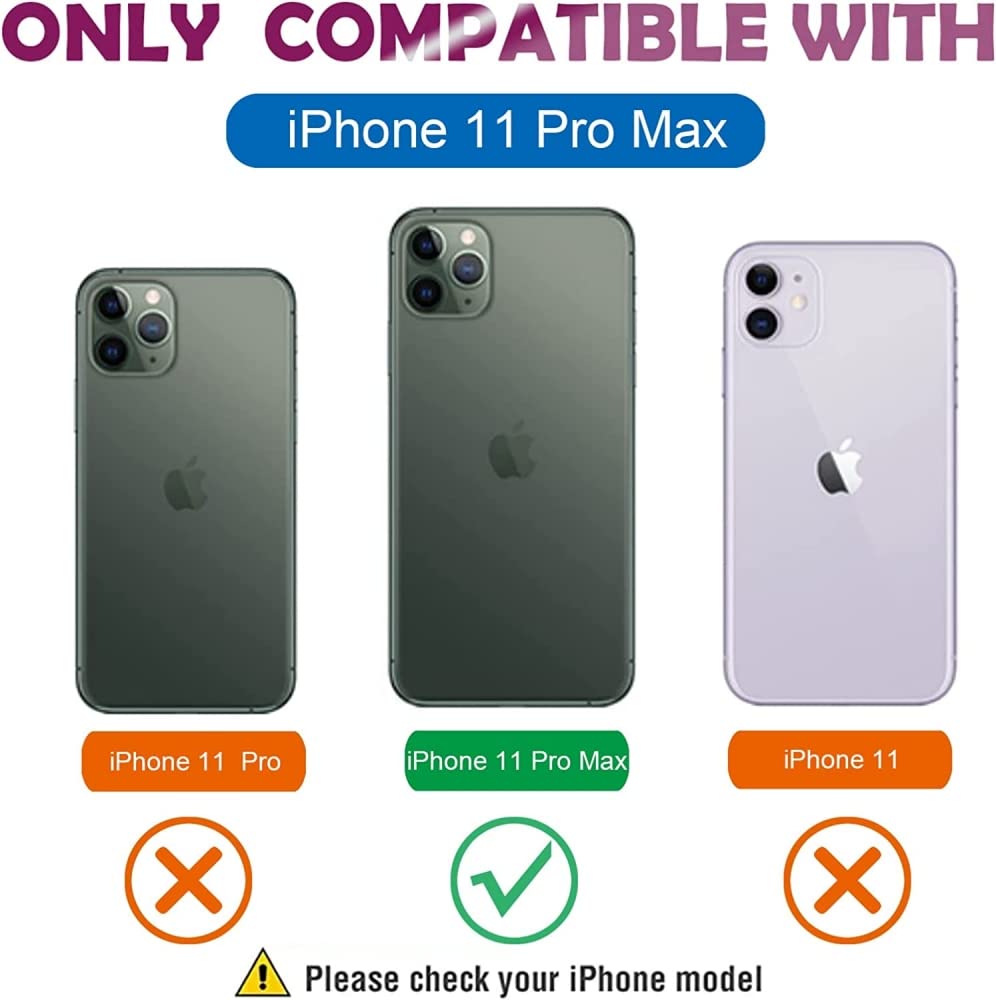 Premium Mirror Wallet Case for iPhone 11 Pro Max (6.5 inch) - Hidden Back Mirror, Card Holder & Stand Feature - Teal - Perfect for Hands-Free Viewing & Secure Card Storage (2019 Model)