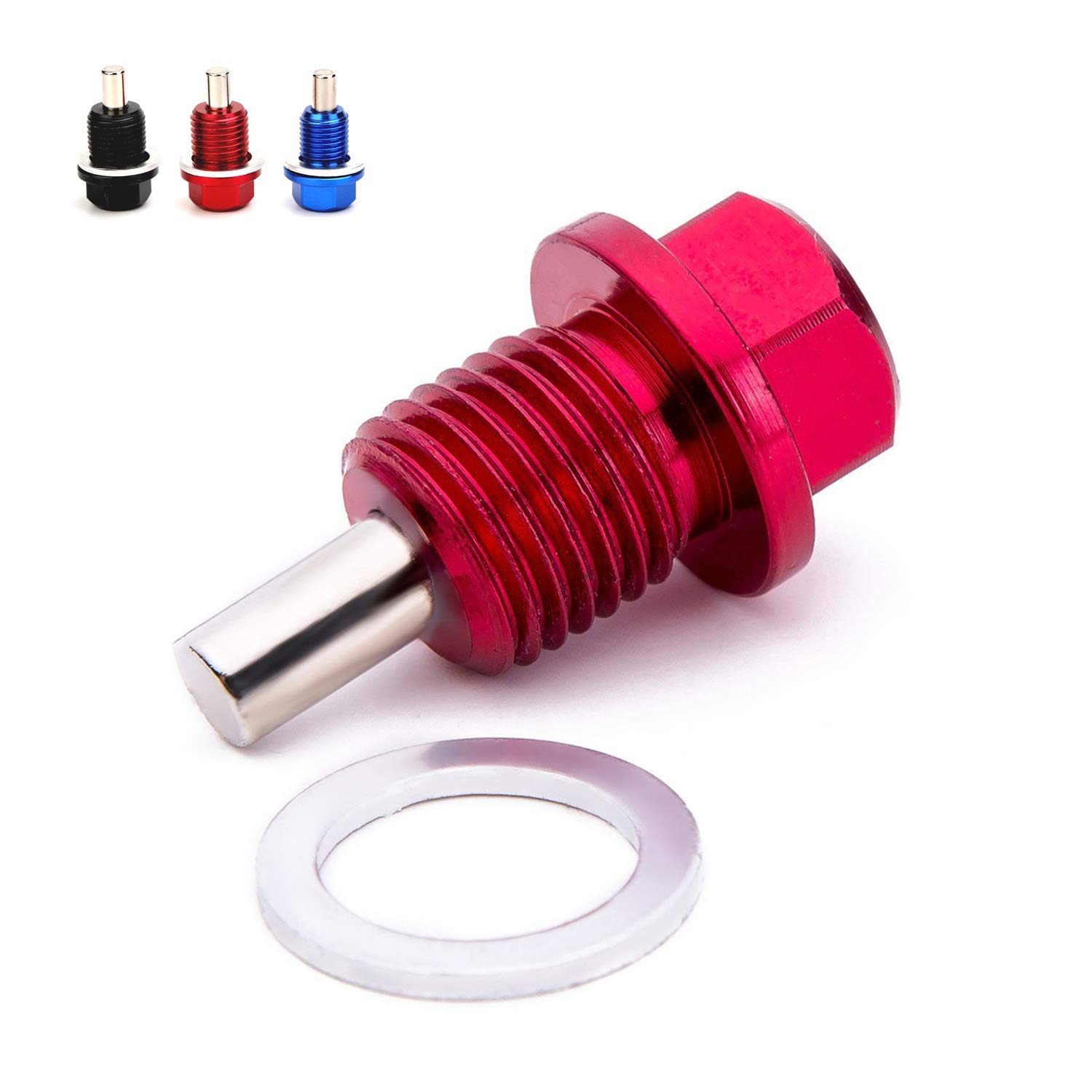 High-Performance Magnetic Oil Drain Plug 14x1.5 - Red Engine Oil Sump Drain Nut Bolt for Car, Truck & Motorcycle - Prevents Metal Debris & Extends Engine Life