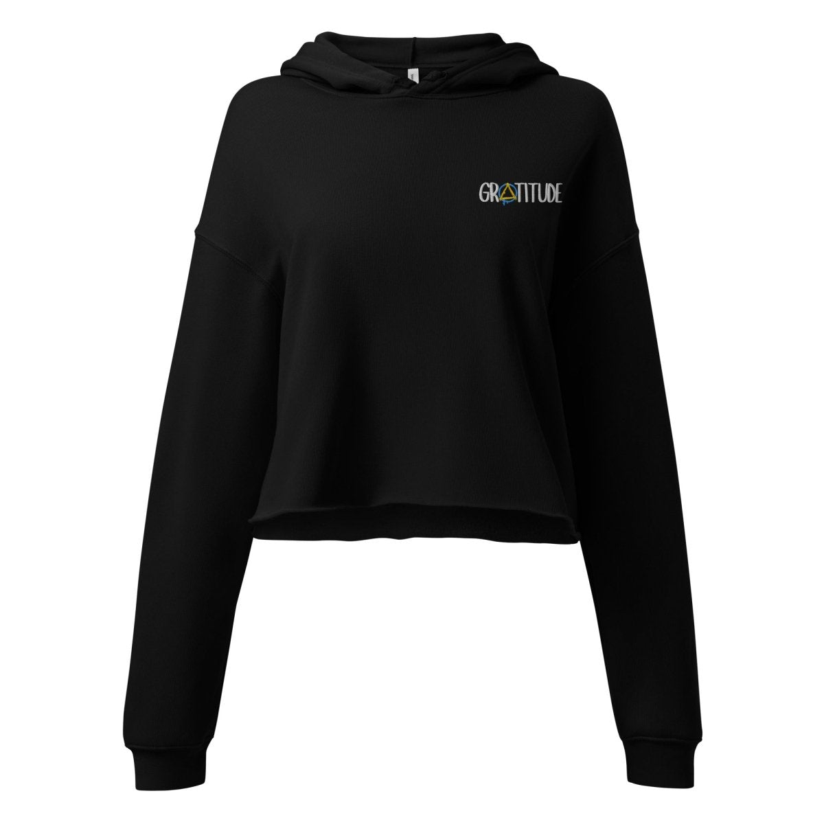Gratitude Embroidered Women's Crop Hoodie - Stylish Pullover Sweatshirt for Casual Wear, Yoga & Street Fashion