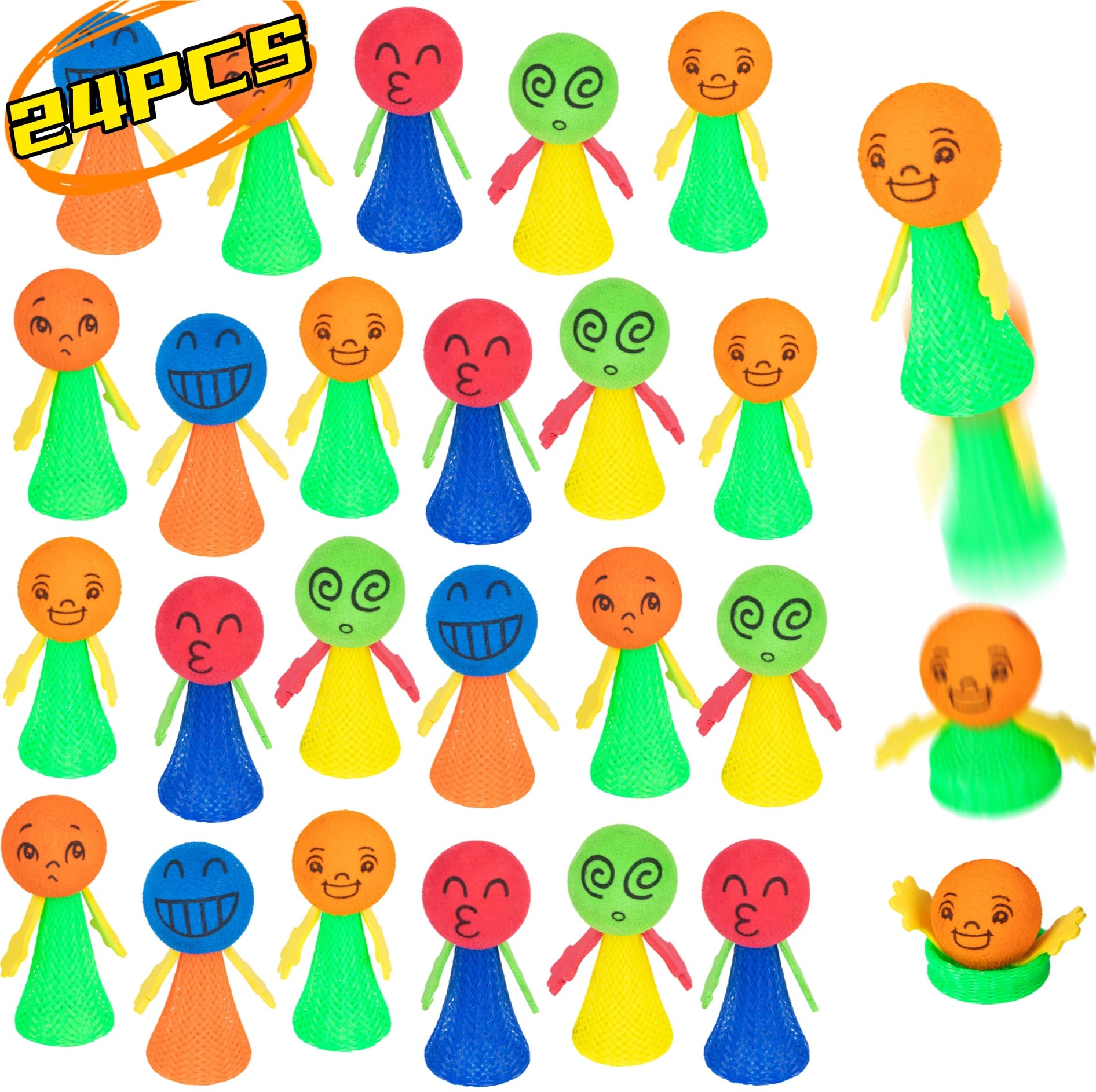 24Pcs Jumping Spring Rocket Launchers - Fun Fidget Popper Toys for Kids, Stress Relief & Party Favors | Great for Birthday Gifts, Classroom Rewards, Pinata Stuffers & Goodie Bags - Perfect for Indoor/Outdoor Play & Sensory Development