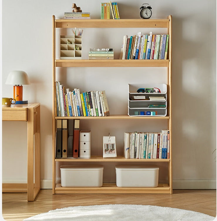 Solid Wood Floor-to-Ceiling Bookshelf - Beech & Oak Wooden Storage Shelf for Books, Toys, and Home Decor | Perfect for Living Room, Nursery, and Home Office Organization