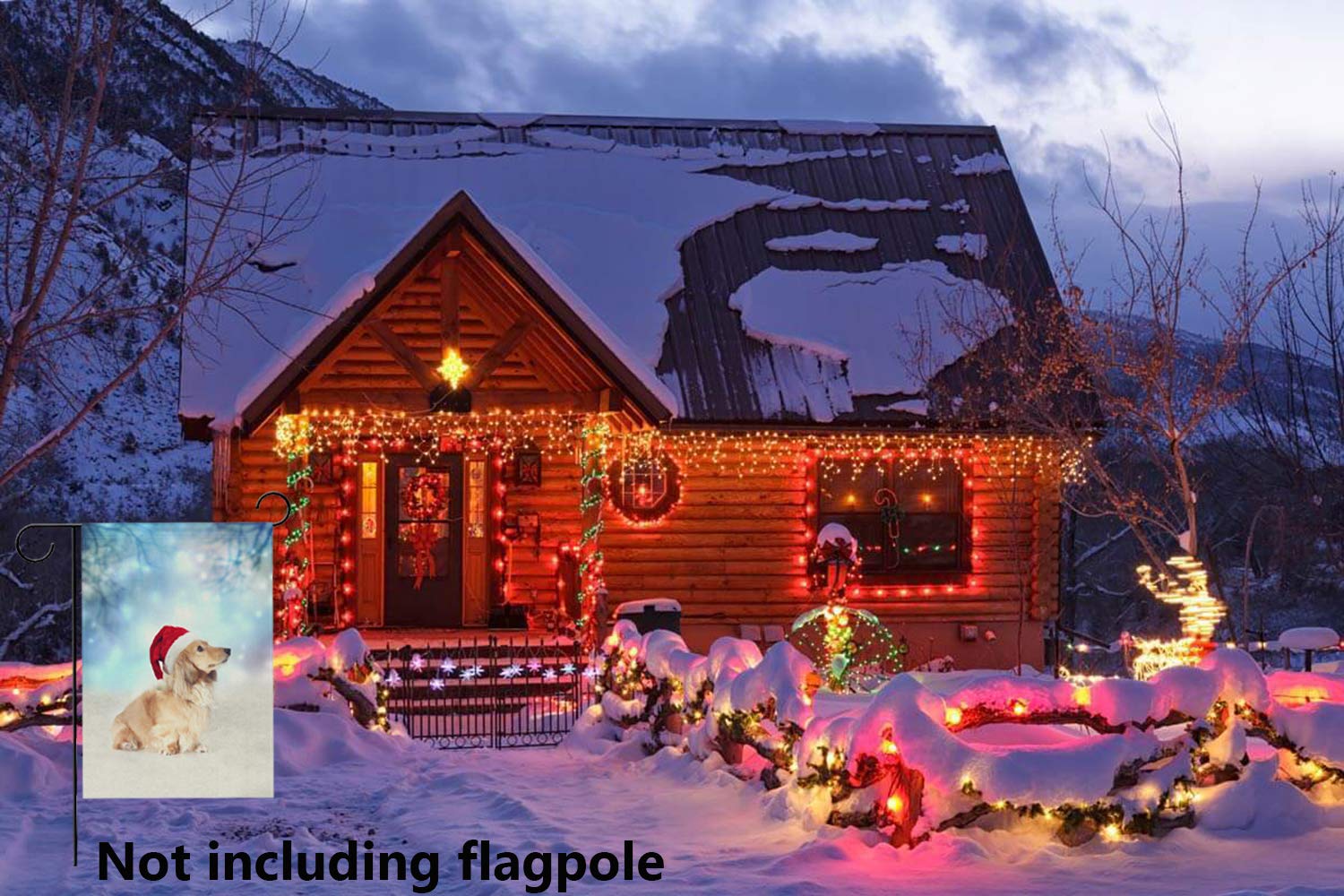 SUABO 28x40 Inch Christmas Garden Flag with Dachshund Dog Design - Outdoor Decorative House Flag for Holiday Yard Decor, Seasonal Patio & Lawn Display