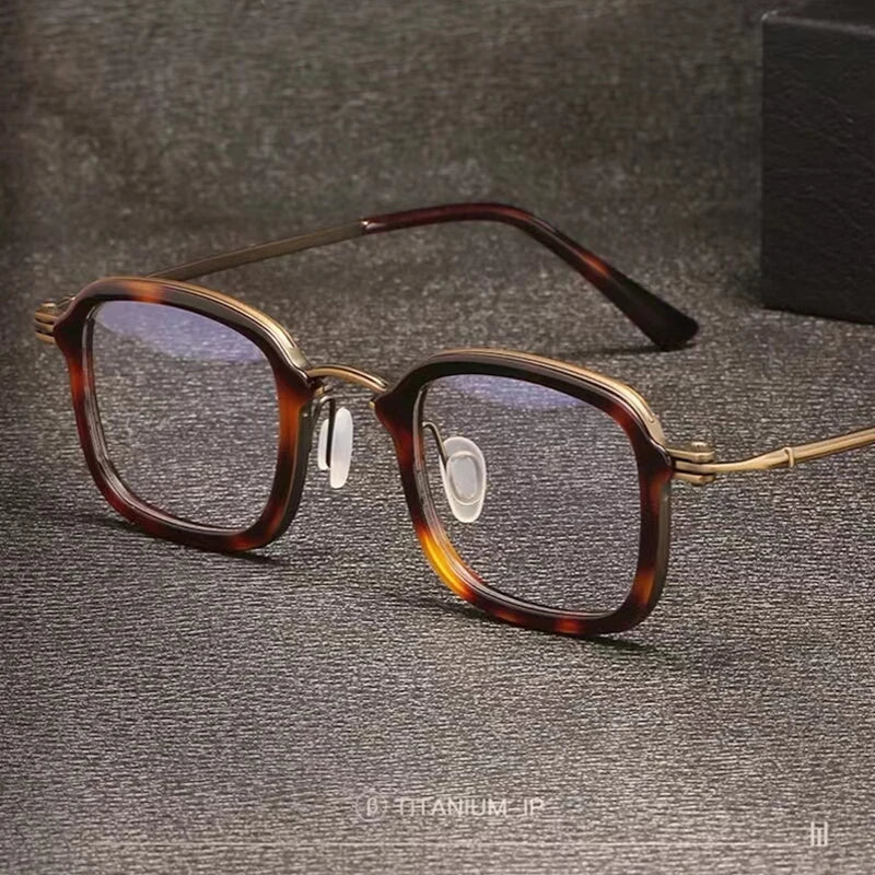 Stylish Unisex Black Titanium Acetate Square Eyeglasses - Lightweight & Durable Full-Rim Frames (Model 95869) | Perfect for Work, Reading & Fashion Accessories