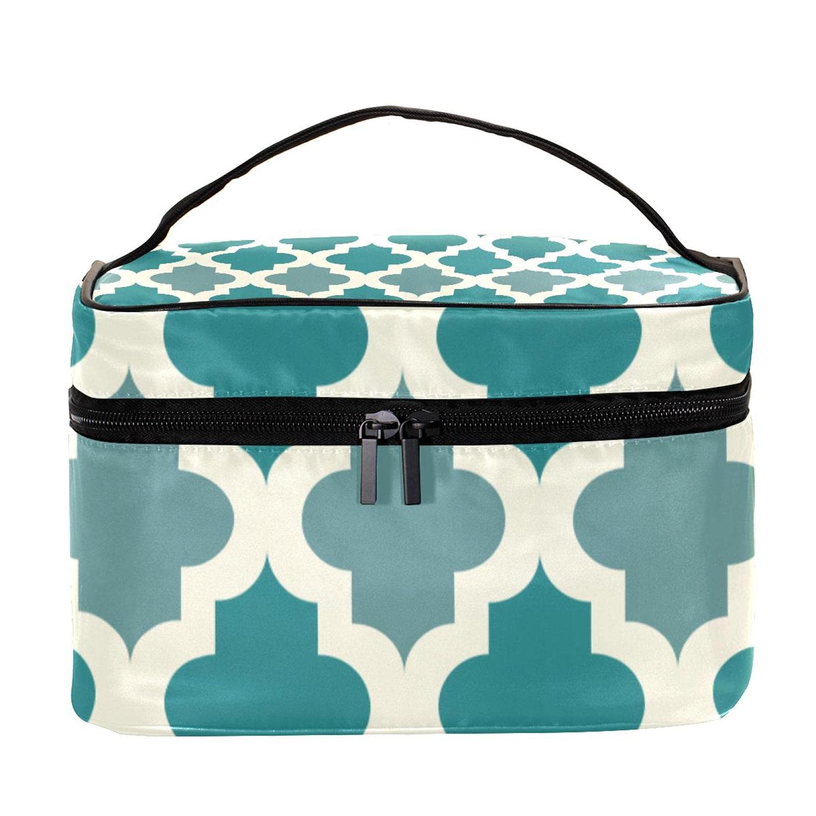 Moroccan Teal Makeup Bag Large Cosmetic Organizer for Women Travel & Gym