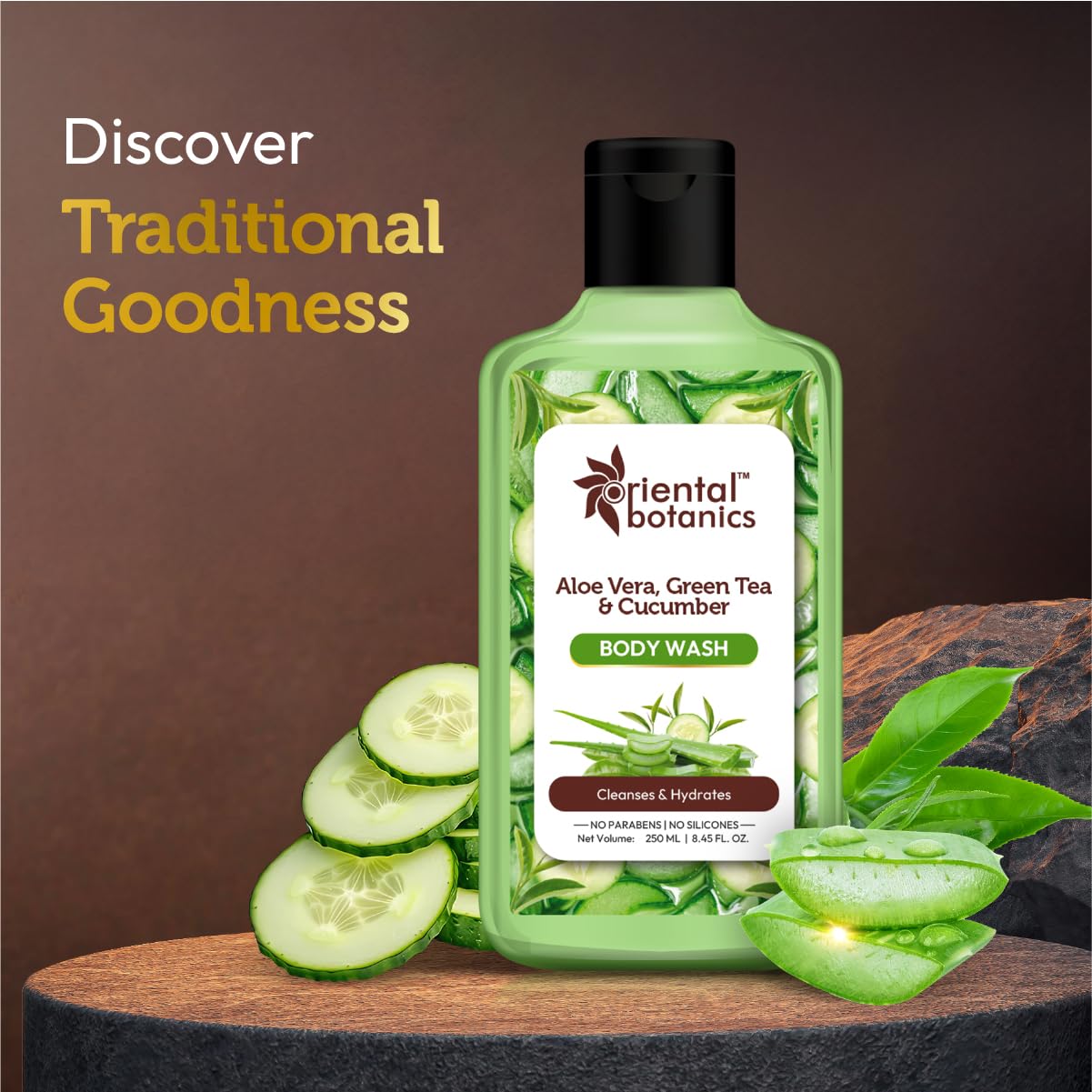 Stbotanica Aloe Vera, Green Tea & Cucumber Body Wash - 250ml | Natural Hydration & Skin Refresh | Paraben & Sulfate Free | Cruelty-Free & Vegan | Perfect for Daily Shower & Sensitive Skin Care