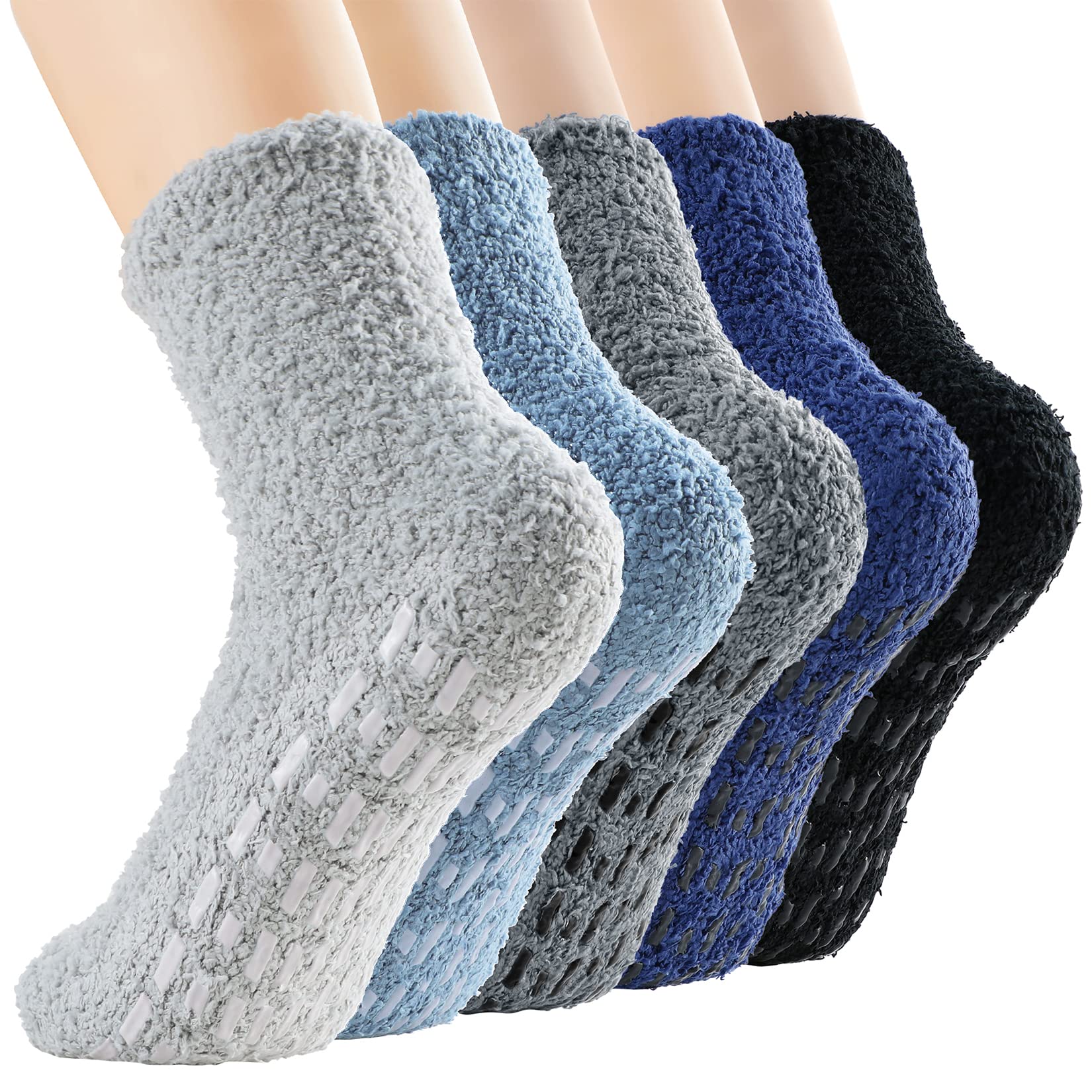 Century Star Non-Slip Fuzzy Socks for Men - Warm Winter Grip Slipper Socks with Fluffy Interior - Cozy Hospital, Sleeping & Christmas Gift Socks for Home, Travel and Relaxation