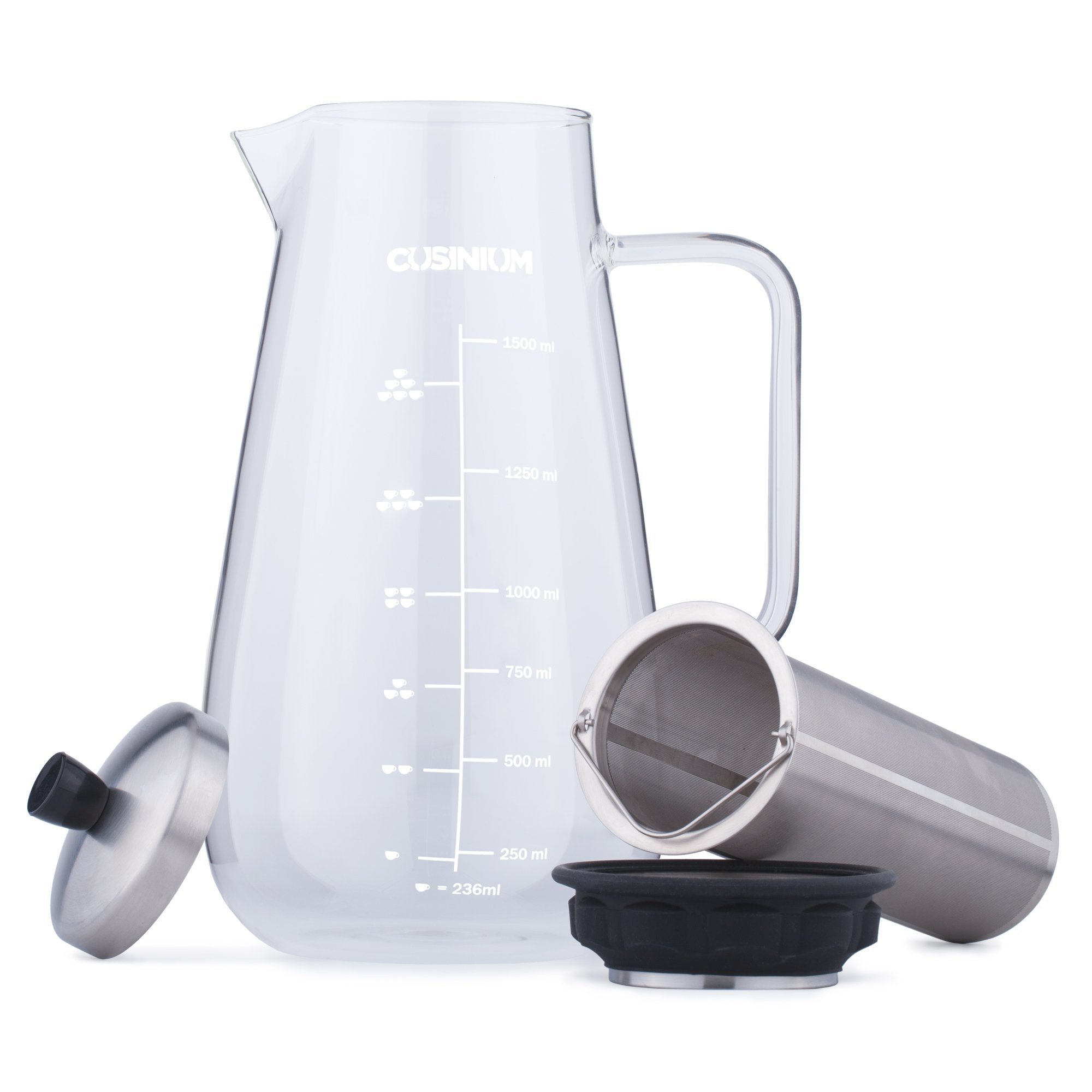 CUSINIUM 1.5 Quart Large Cold Brew Coffee Maker - Iced Coffee Maker with Glass Carafe for Refreshing Summer Drinks, Perfect for Home, Office & Outdoor Use