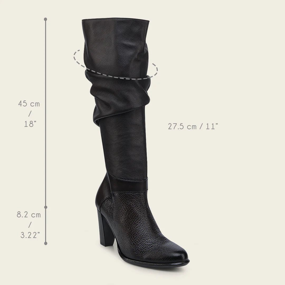 Cuadra Chocolate Western Cowgirl Wrinkle Cowhide Leather Knee High Boots for Women - Stylish Cowboy Boots for Country Dancing, Rodeo & Western Fashion